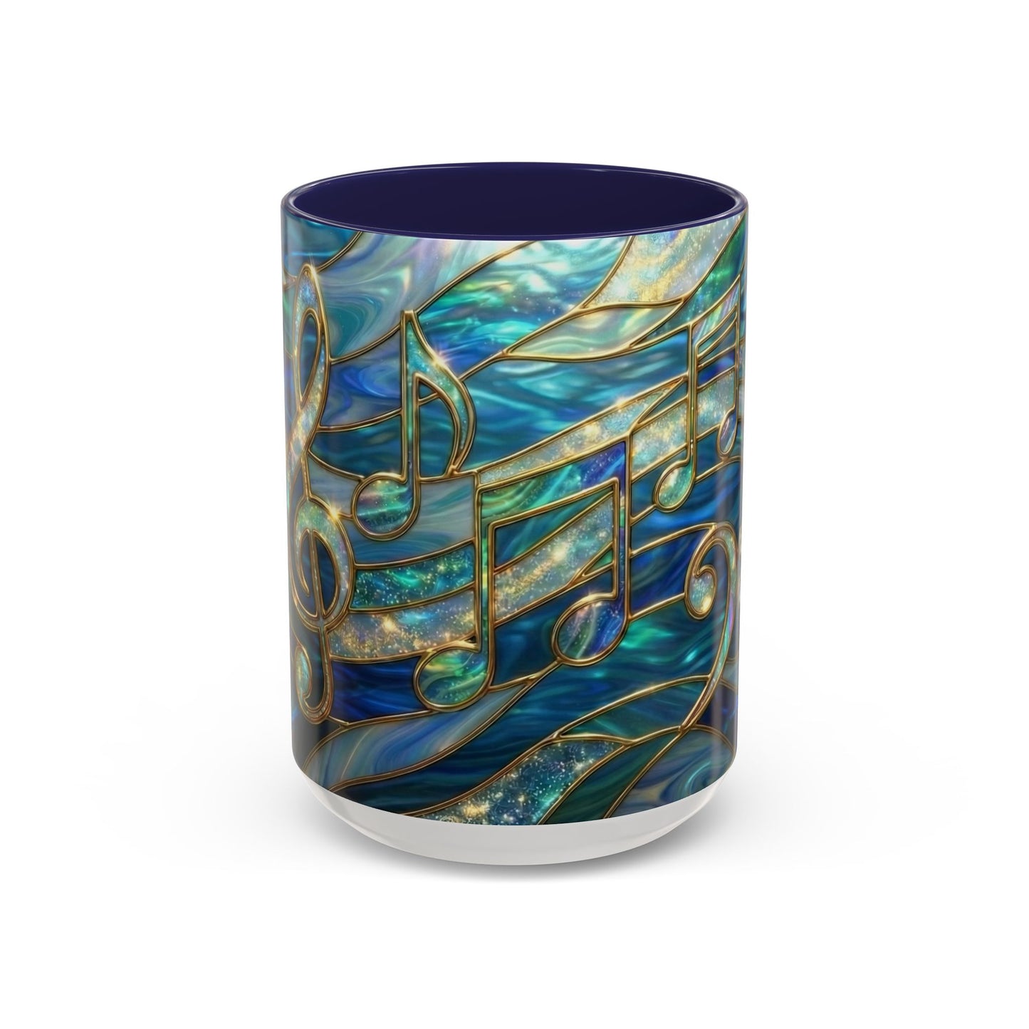 Music Notes Mug, Music Lover Coffee Cup, Stained Glass Music Mug, Musician Gift, Piano Teacher Mug, Aesthetic Music Cup