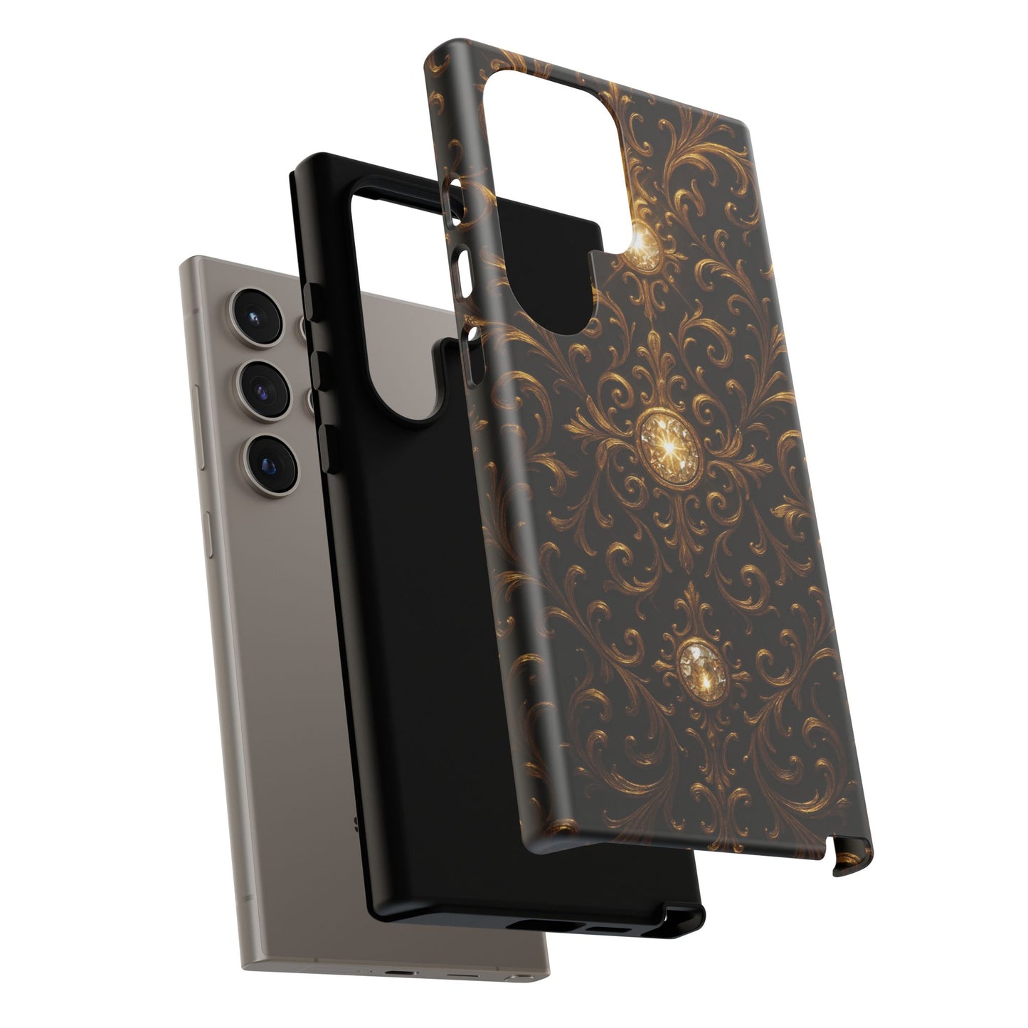 Luxury Baroque Samsung Case – Elegant Gold Ornate Floral Phone Cover for Galaxy