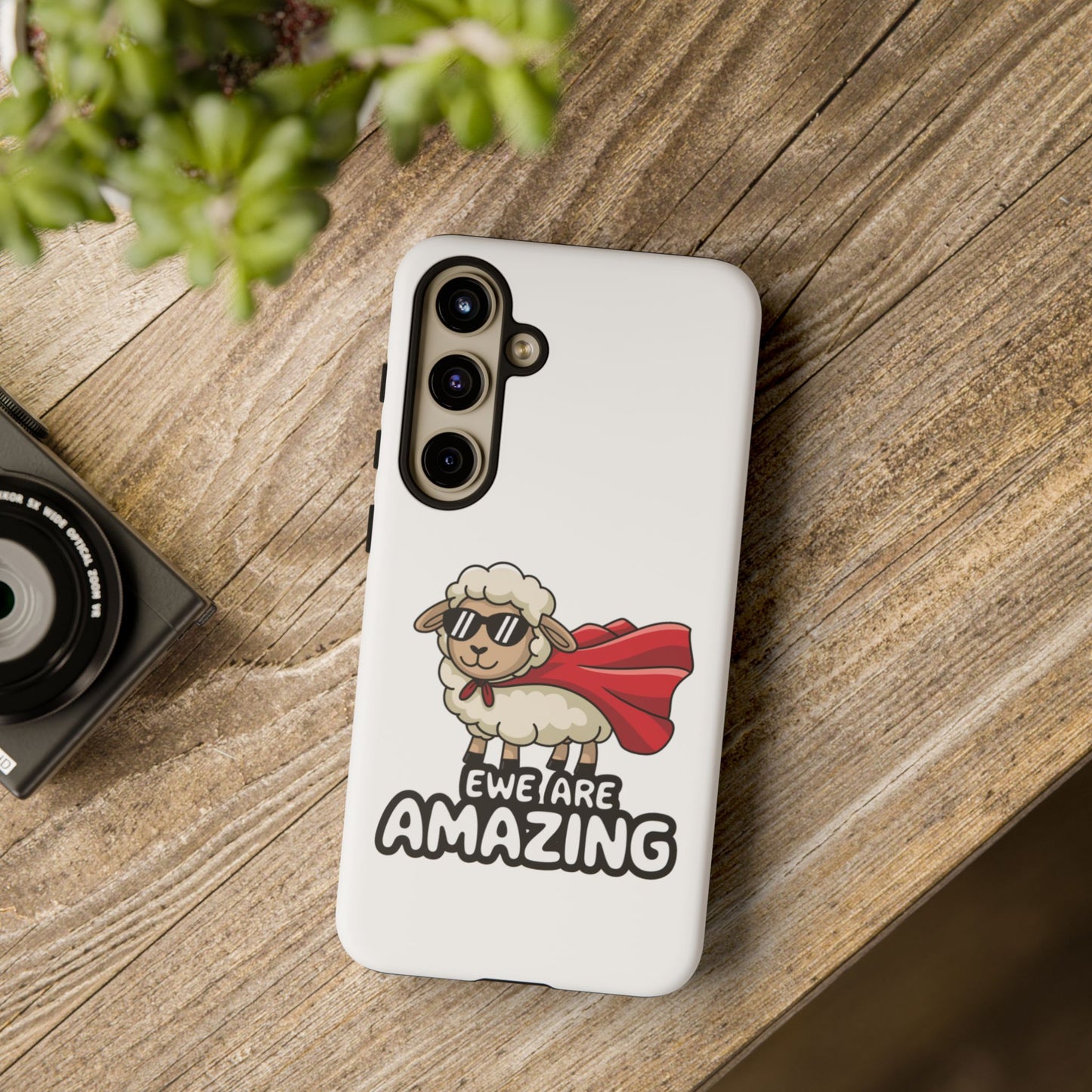 Funny Samsung Case - Cute Sheep Phone Cover - "Ewe Are Amazing" Gift for Her or Him - Animal Pun Superhero Case - Samsung Case