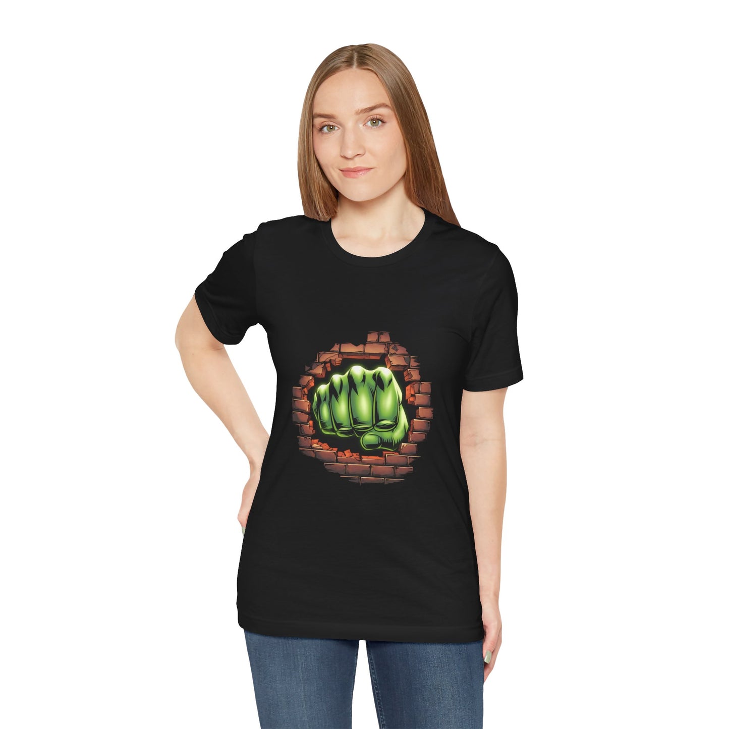 Green Hero Fist Graphic Tee – Superhero Shirt, Comic Pop Art, Gamer Gift, Y2K Dopamine Aesthetic, Funny Nerd Fashion, Unisex T‑shirt