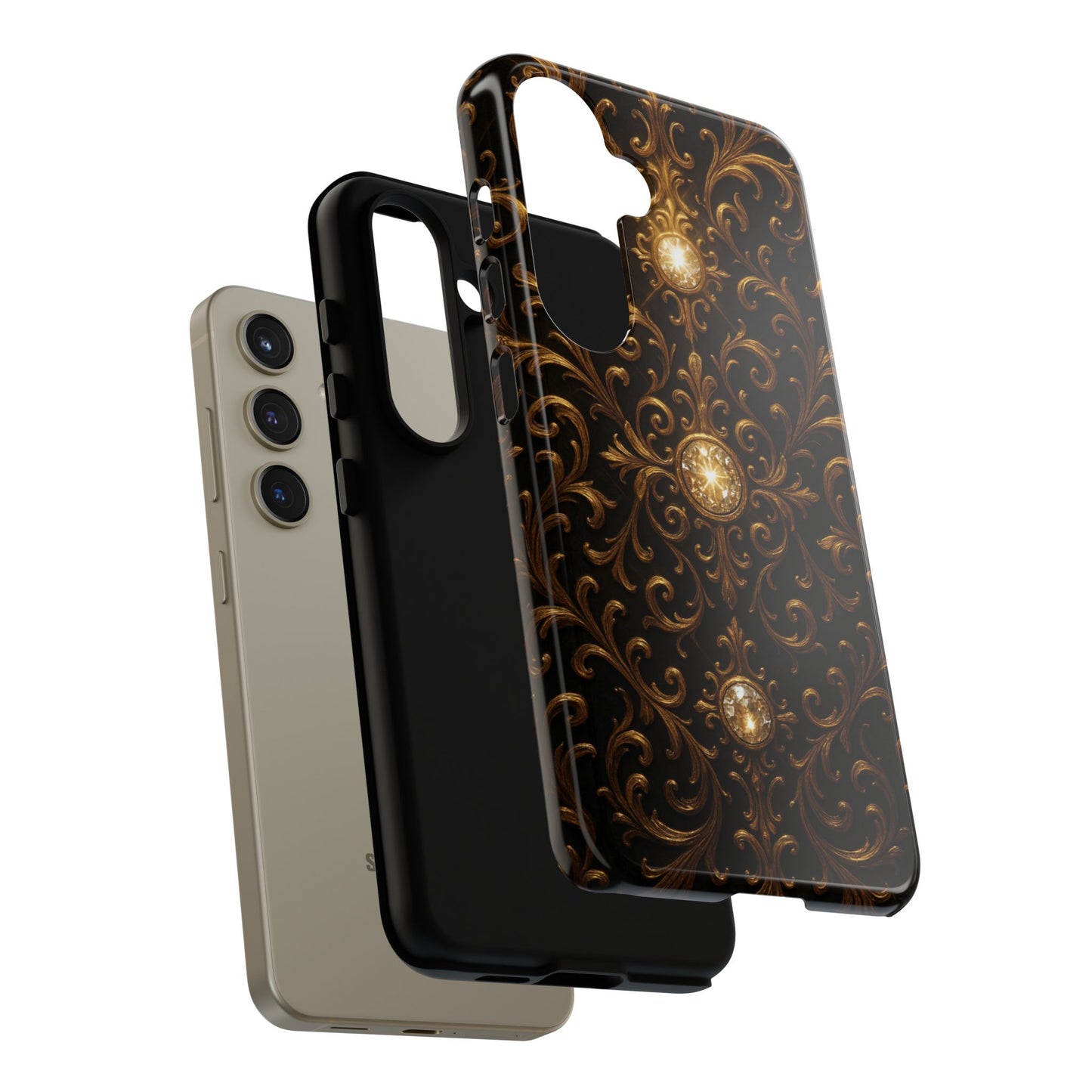 Luxury Baroque Samsung Case – Elegant Gold Ornate Floral Phone Cover for Galaxy