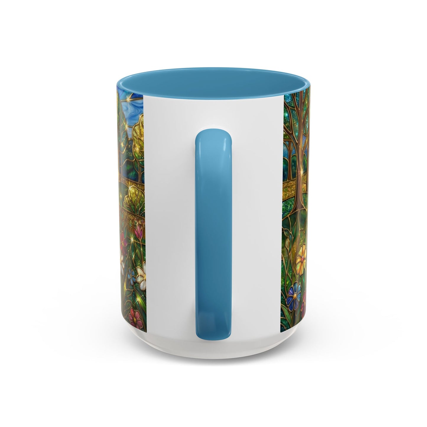 Stained Glass Mug, River Landscape Coffee Cup, Nature Lover Gift, Floral Tea Mug, Gardener Present, Art Teacher Gift, Colorful Scenery Cup