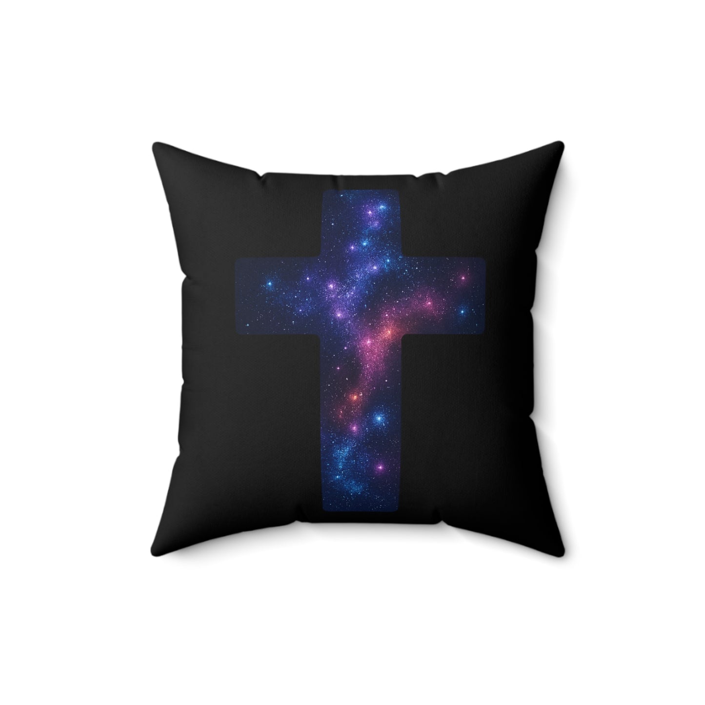 Square Pillow - Cosmic Cross Design Christian Pillow Spiritual Decor Faith Based Throw Religious Decoration Gift for Believers
