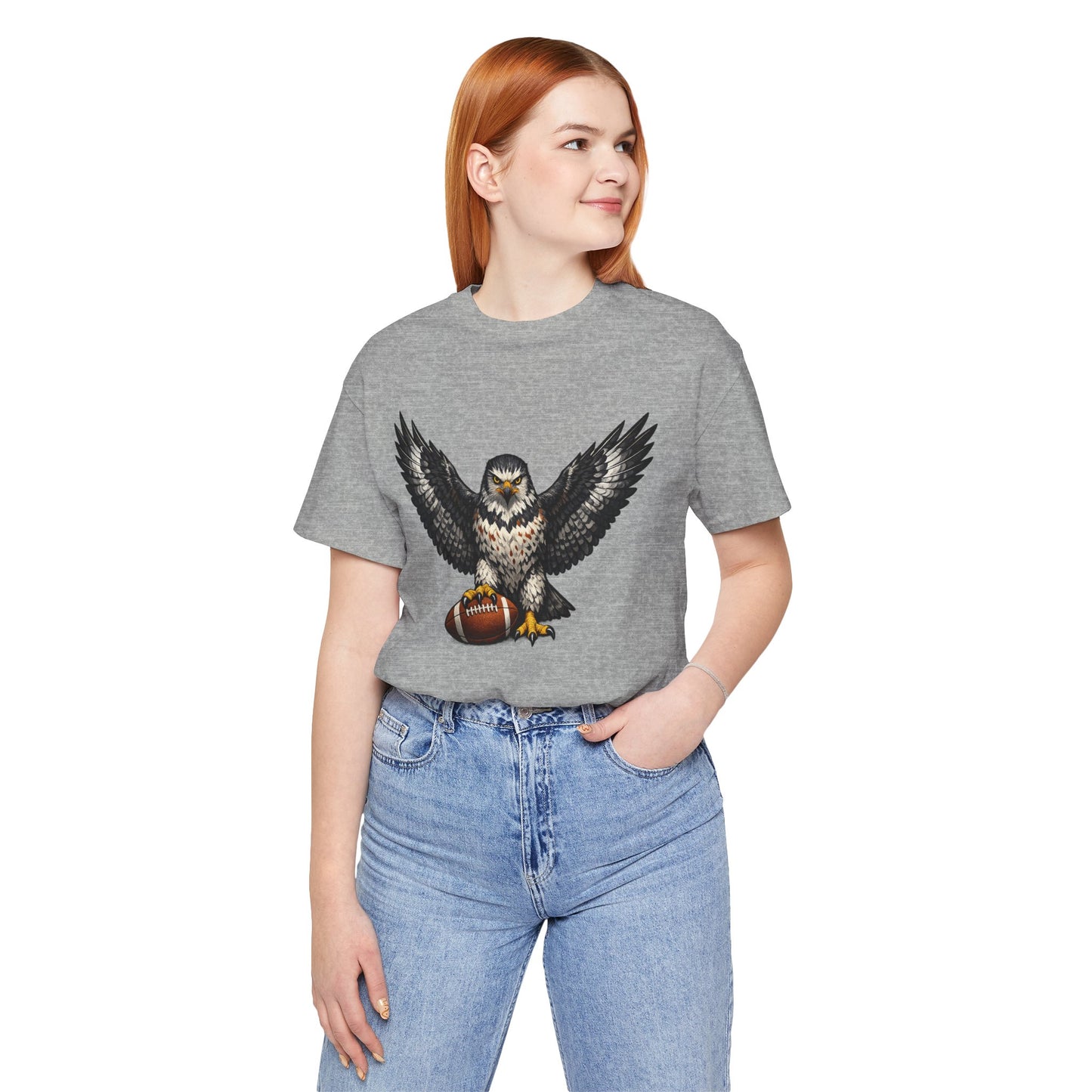 Hawk Football Shirt, Hawk Holding Football T Shirt, Hawk Mascot Tee, Football Bird Of Prey Shirt, Game Day Sports Tee, Hawk Fan Gift