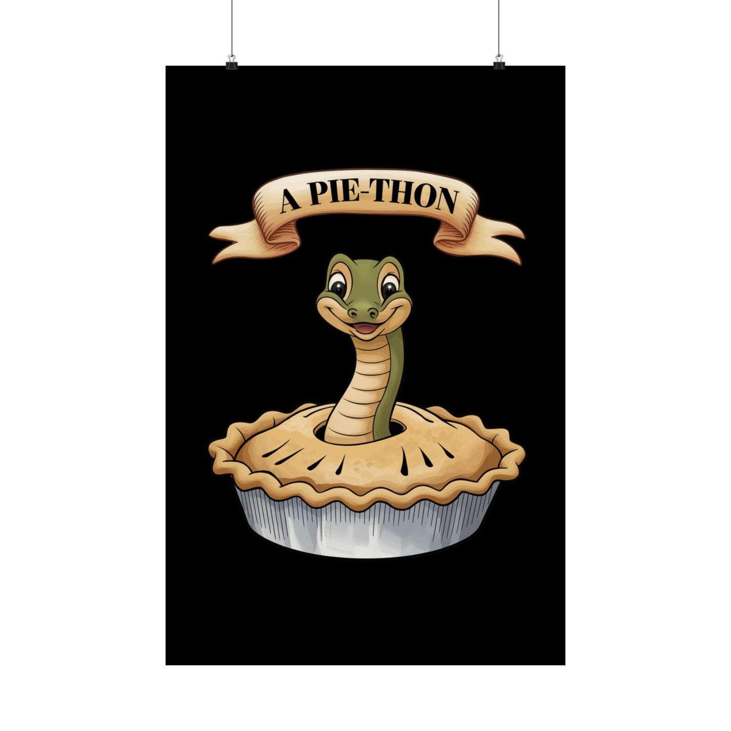 Vertical Poster - Funny 'Pie-Thon' Snake in Pie Joke Print