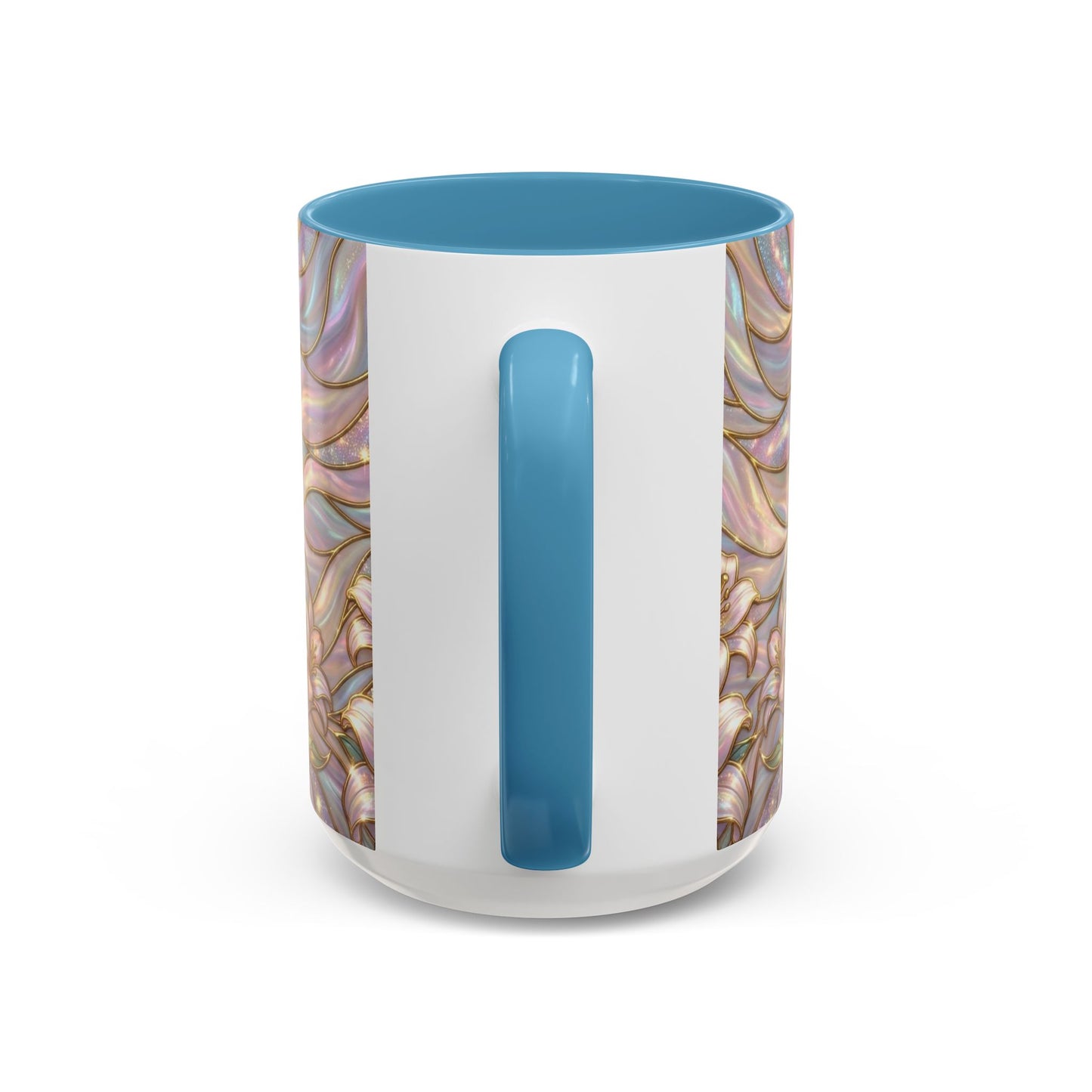 Stained Glass Cross Mug, Easter Lily Coffee Cup, Christian Gift for Women, Pastel Religious Drinkware, Dove and Faith Cup, Spiritual