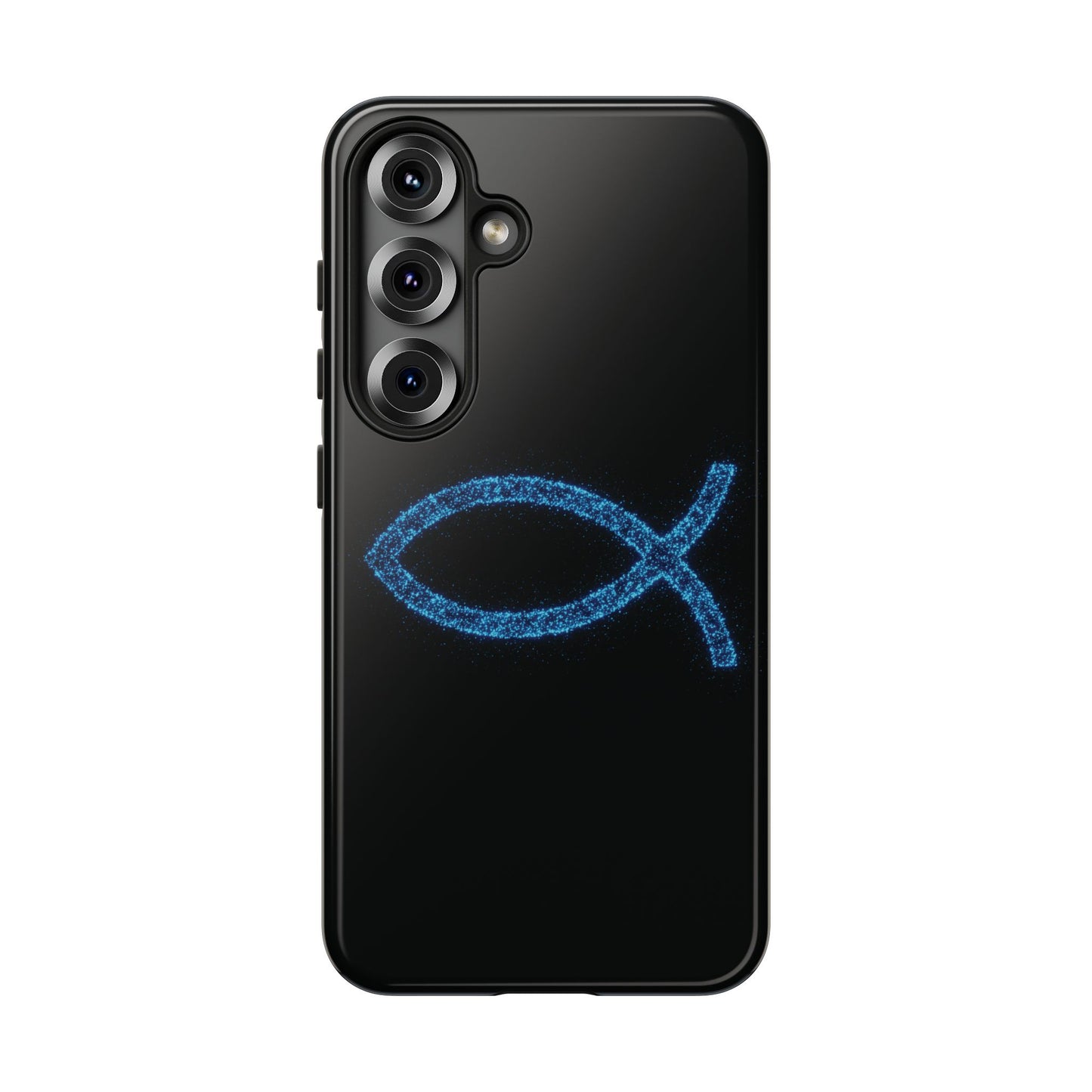 Blue Glitter Fish Symbol Samsung Phone Case - Durable & Stylish for Faith Enthusiasts