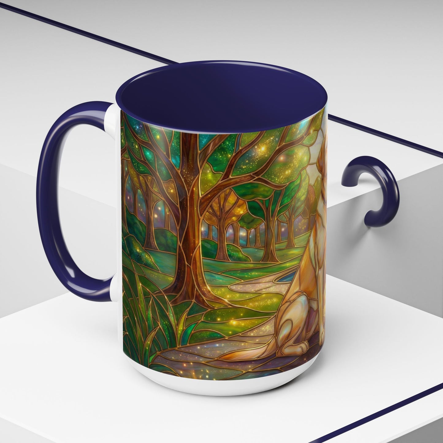 Stained Glass Labrador Mug, Dog Lover Coffee Mug, Labrador Retriever Art Cup, Pet Memorial Gift, Colorful Dog Mug, Nature Art Mug