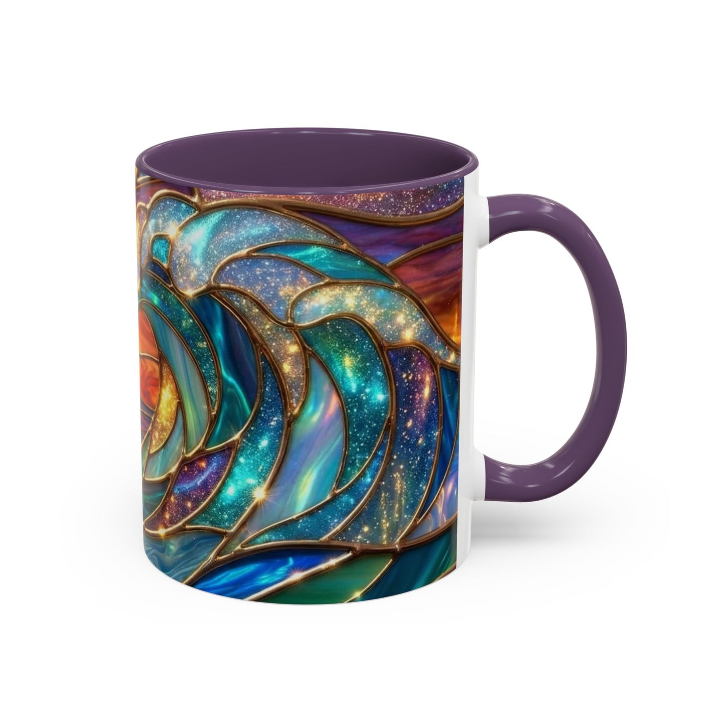Stained Glass Wave Mug, Cosmic Ocean Coffee Cup, Celestial Sunrise Tea Mug, Surfer Beach Decor Gift, Starry Sea Art, Ocean Lover Cup