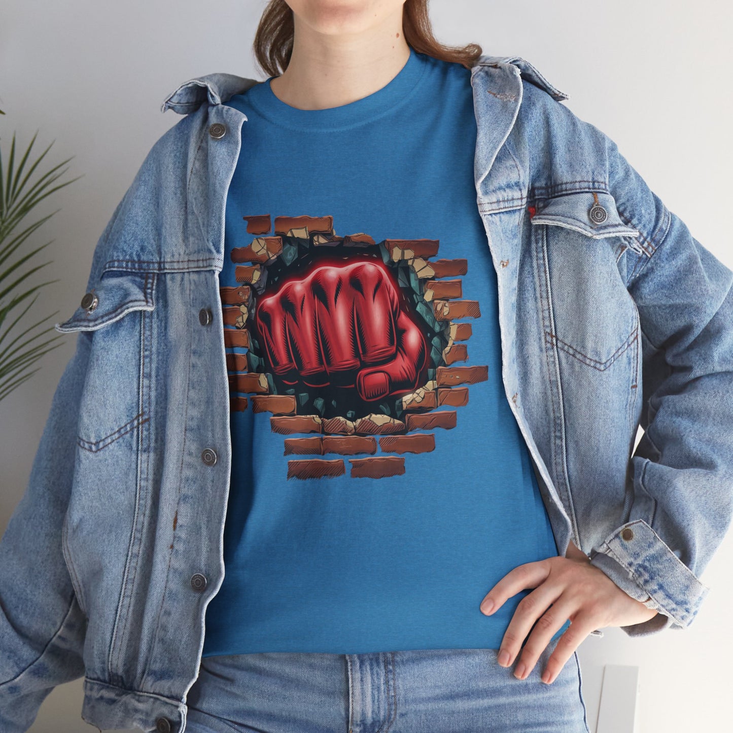 Impact Fist Graphic T-Shirt – Punch Through Brick Wall Design | Bold Streetwear Tee for Fighters, Gym & Edge-Lovers