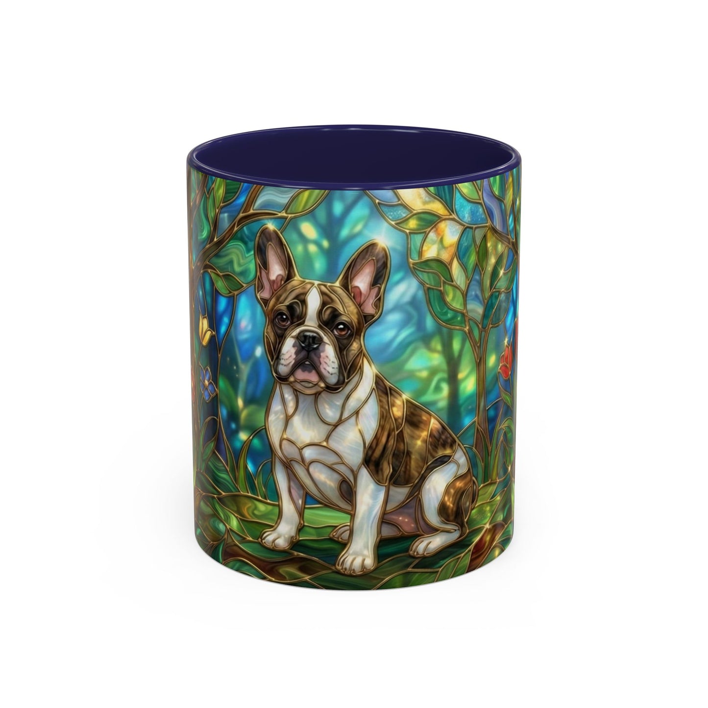 Stained Glass French Bulldog Mug, Frenchie Coffee Mug, Colorful French Bulldog Art Cup, Dog Mom Gift, Pet Lover Mug, Unique Frenchie Gift
