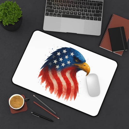 Patriotic Eagle Desk Mat USA Flag Gaming and Office Extended Mouse Pad - Bald Eagle Art Gift for Veterans, 4th of July, Memorial Day
