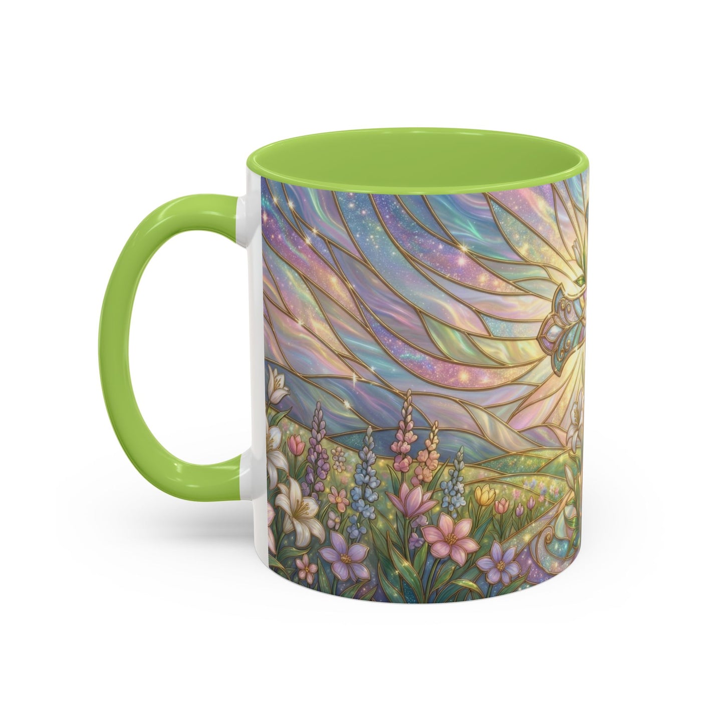 Stained Glass Cross Mug, Easter Lily Coffee Cup, Christian Religious Gift, Pastel Floral Faith Mug, Spring Believer Cup, Baptism Present