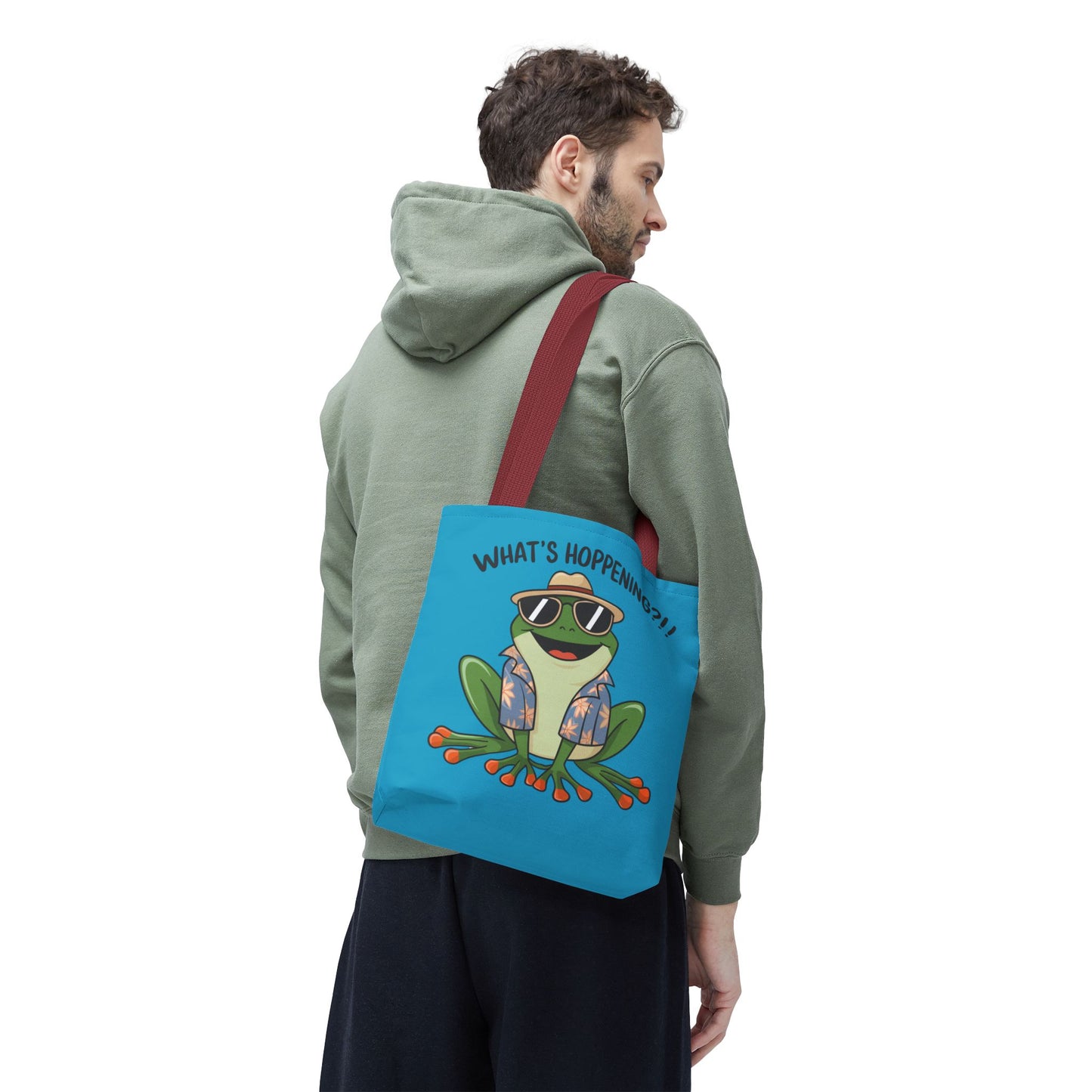 Frog Tote Bag - What's Hoppening Pun Design