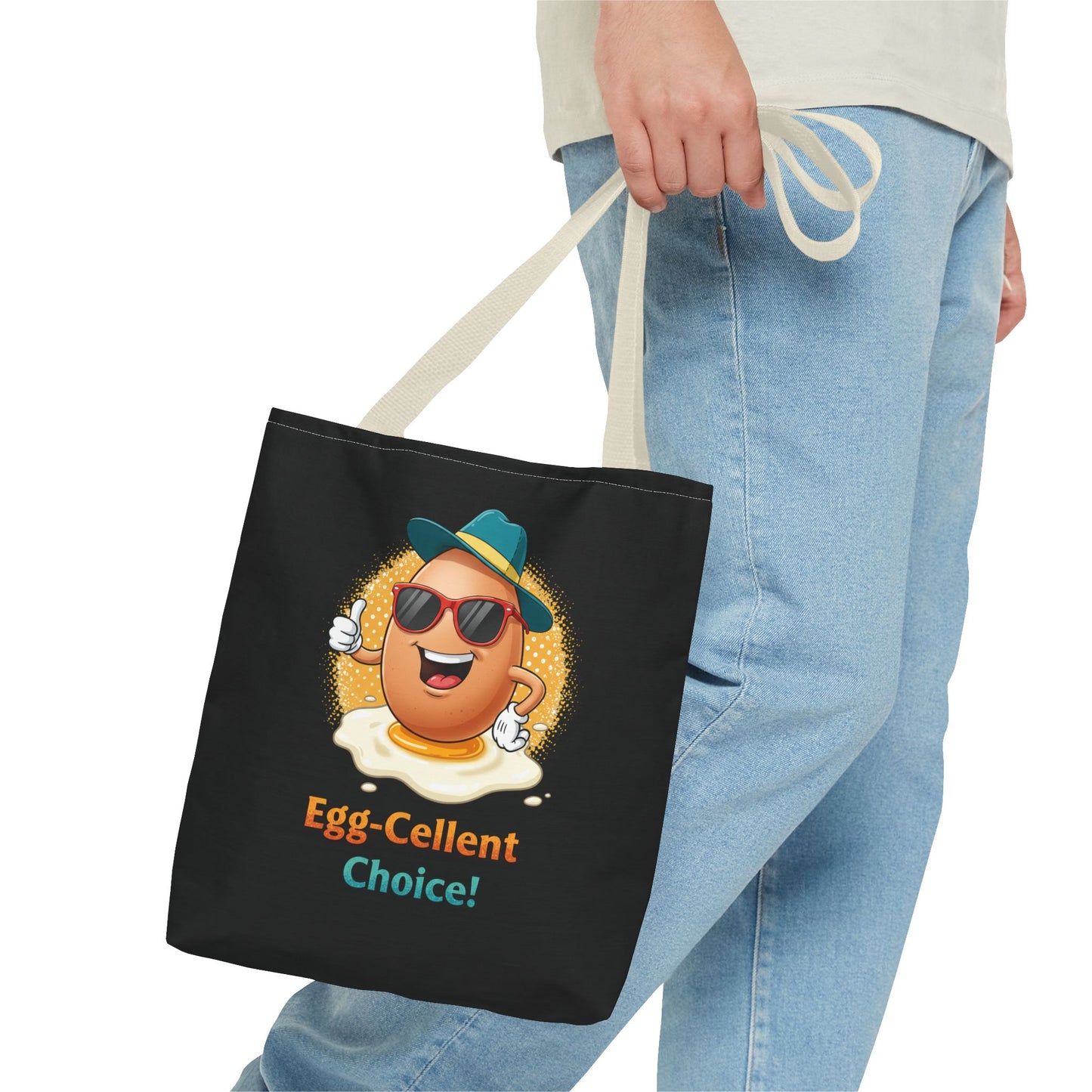 Tote Bag: Egg-Cellent Choice Thumbs Up Pun Design