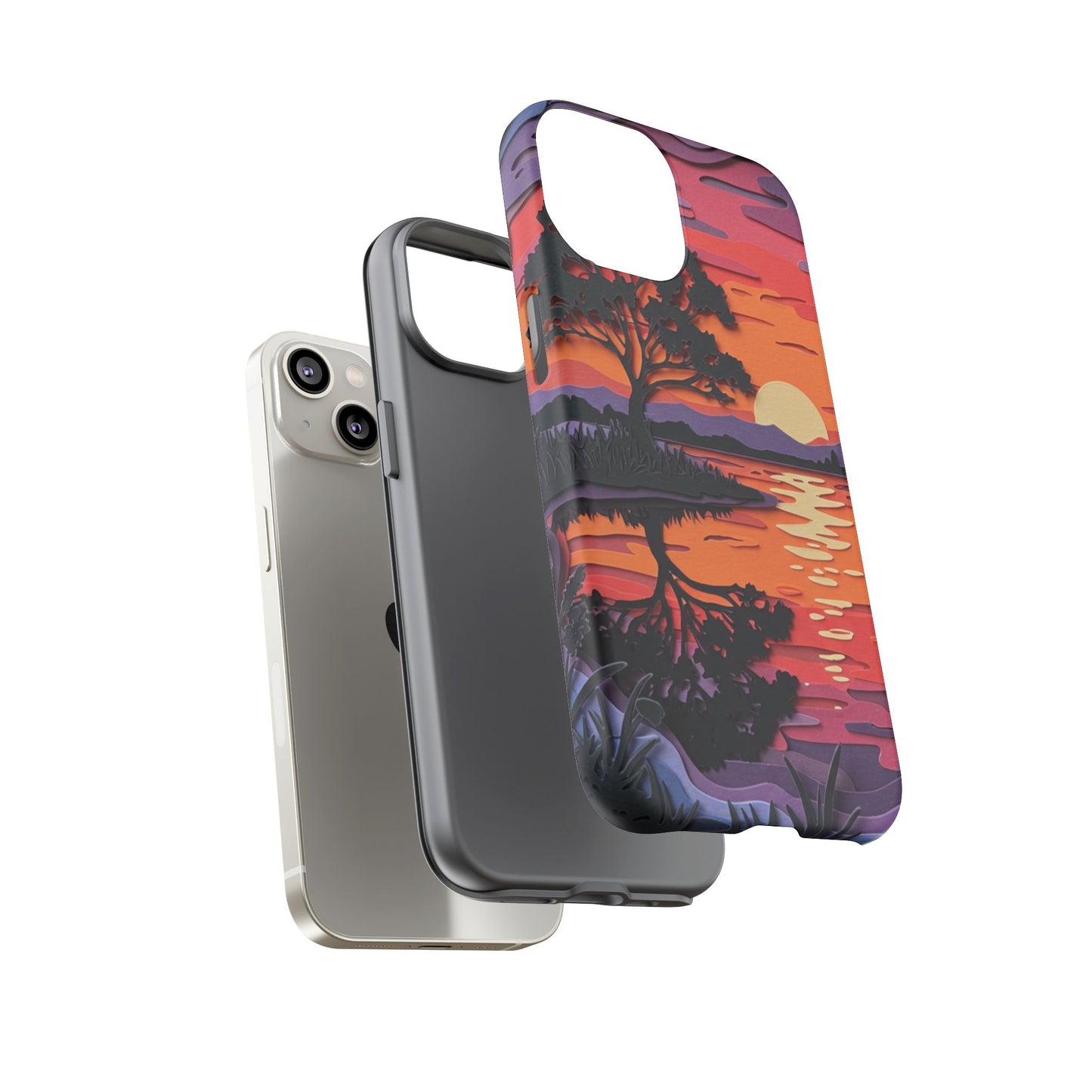 iPhone Case - Colorful Paper Art Sunset Design