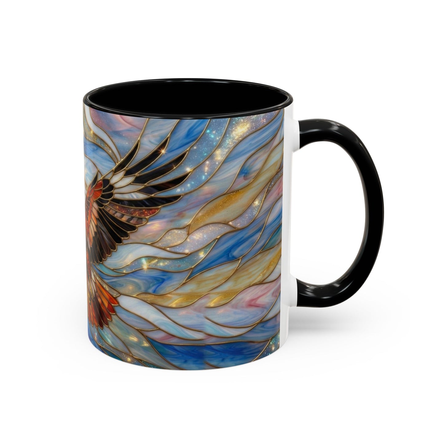 Hawk Coffee Mug, Stained Glass Hawk Mug, Bird of Prey Art Mug, Nature Lover Gift, Unique Ceramic Coffee Cup, 11oz 15oz Wildlife Mug