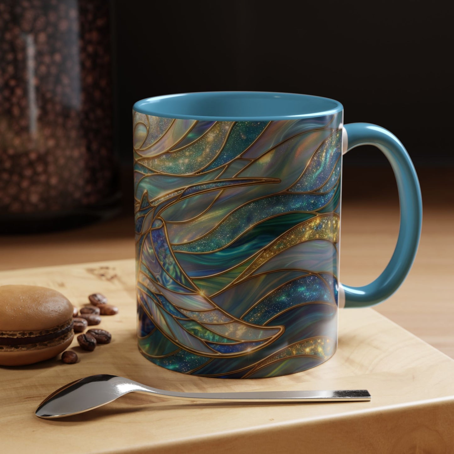 Stained Glass Manta Ray Mug, Ocean Coffee Cup, Manta Ray Art Mug, Nautical Gift, Coastal Decor Mug, Marine Life Coffee Cup