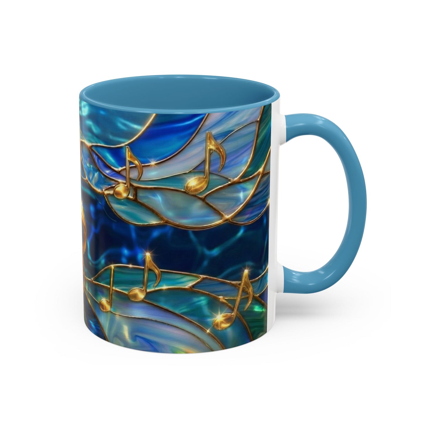 Music Notes Mug, Stained Glass Music Coffee Mug, Musical Gift Mug, Music Lover Cup, Music Teacher Gift, Artistic Coffee Mug