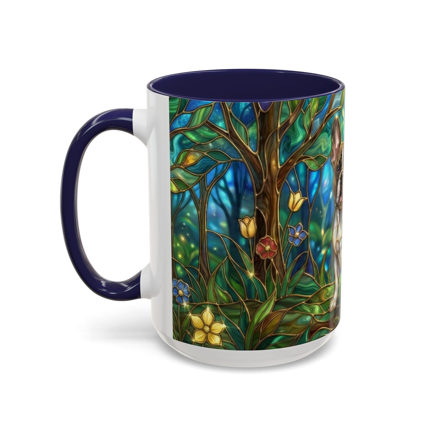 Stained Glass French Bulldog Mug, Frenchie Coffee Mug, Colorful French Bulldog Art Cup, Dog Mom Gift, Pet Lover Mug, Unique Frenchie Gift