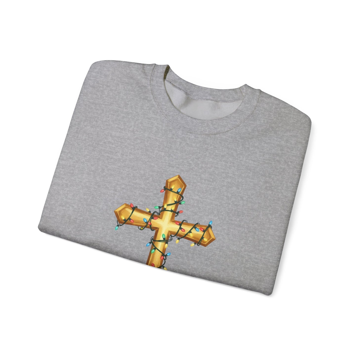 Christmas Cross Lights Sweatshirt, Christian Christmas Sweatshirt, Religious Holiday Cross Sweater, Jesus Christmas Gift, Faith