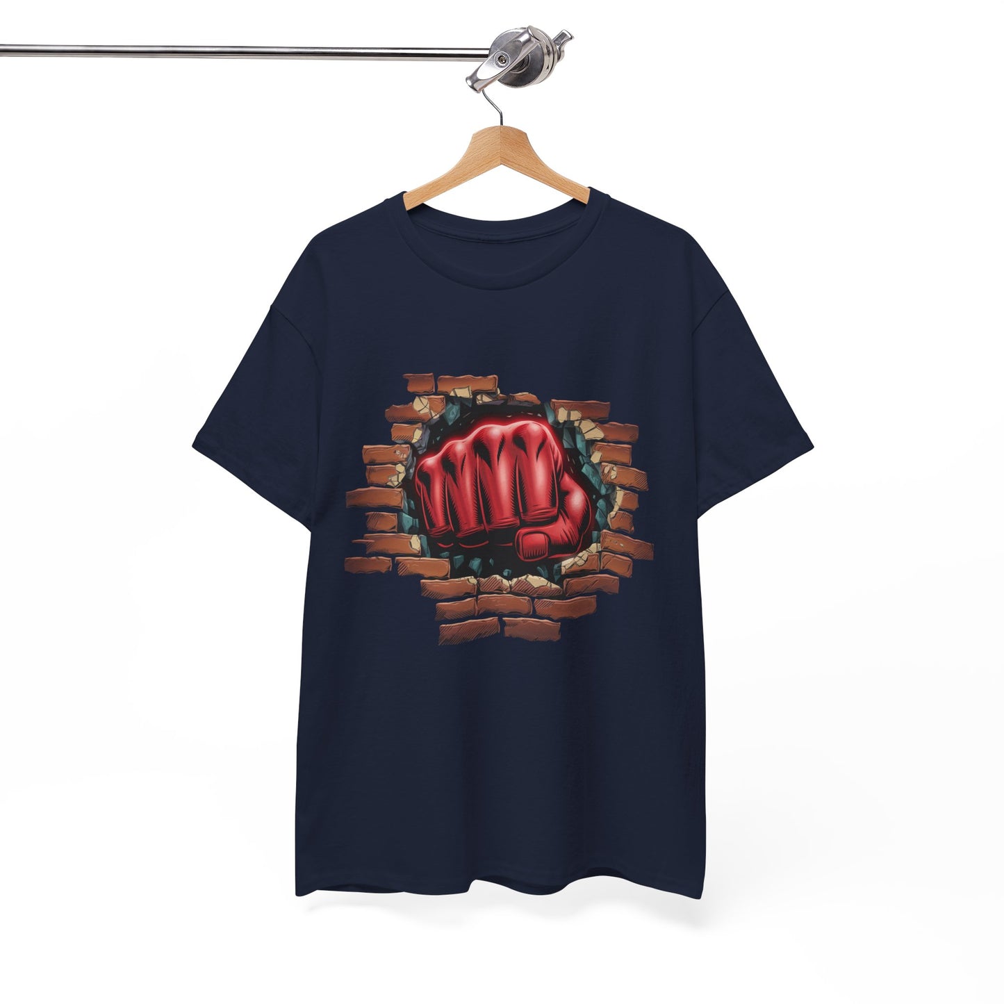 Impact Fist Graphic T-Shirt – Punch Through Brick Wall Design | Bold Streetwear Tee for Fighters, Gym & Edge-Lovers
