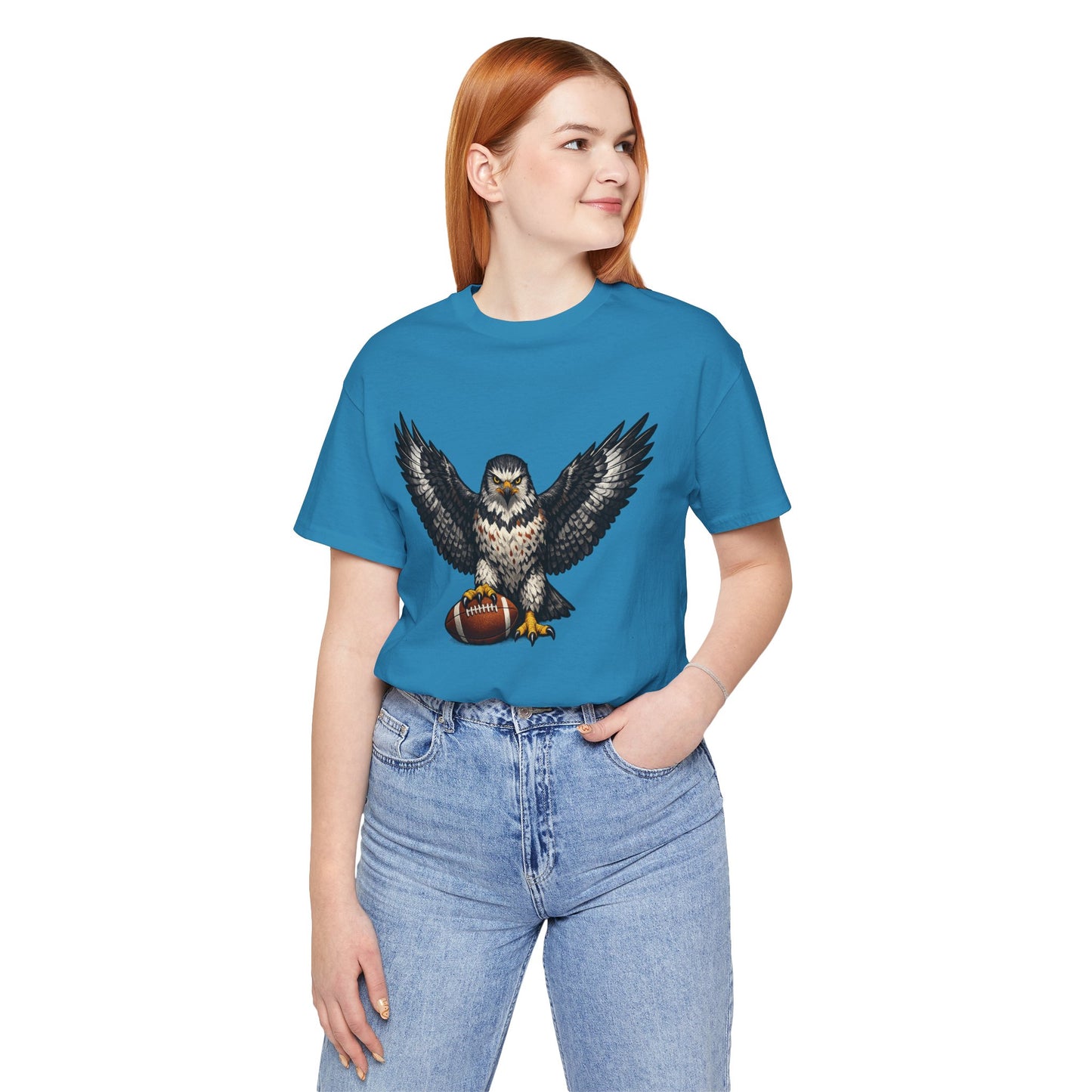 Hawk Football Shirt, Hawk Holding Football T Shirt, Hawk Mascot Tee, Football Bird Of Prey Shirt, Game Day Sports Tee, Hawk Fan Gift
