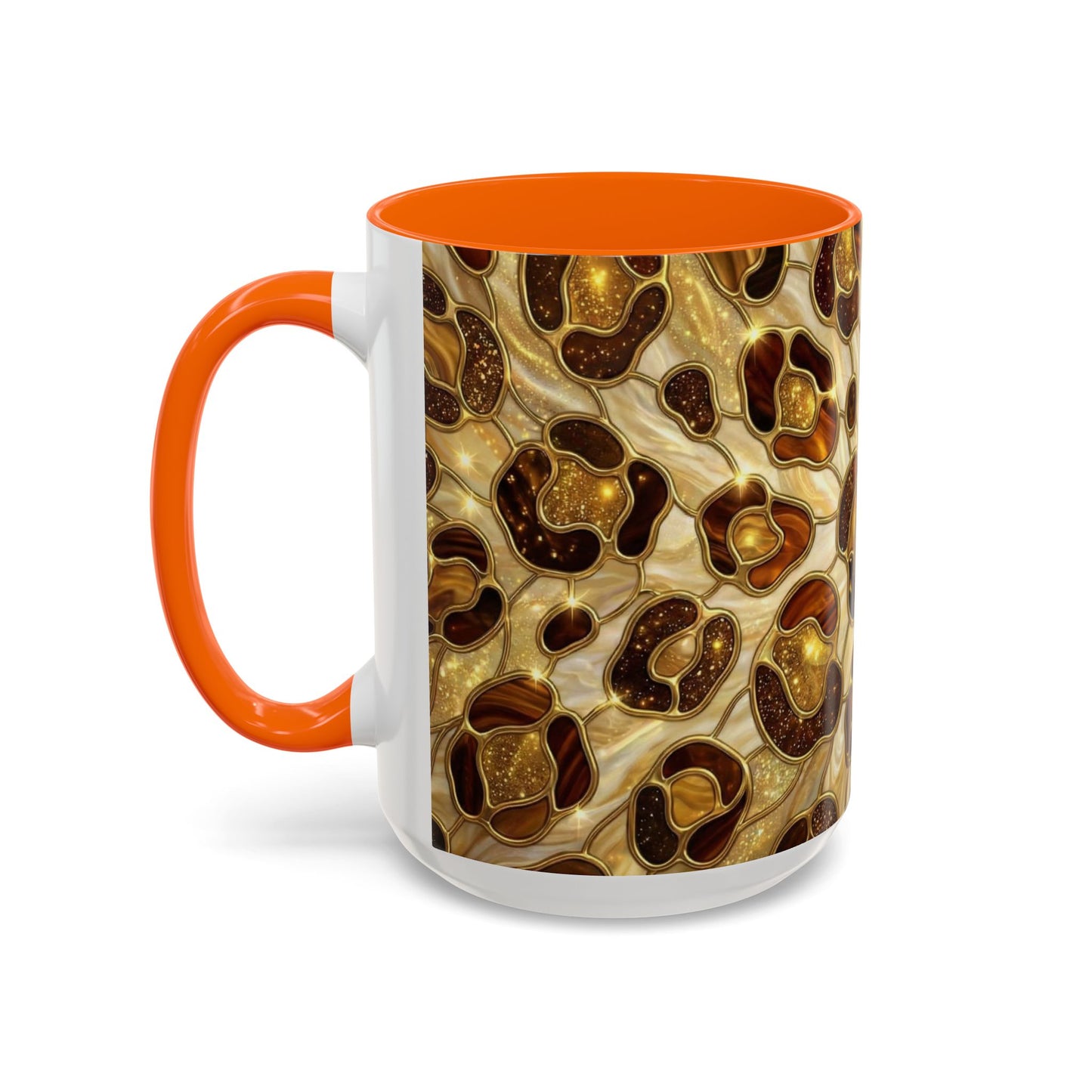 Stained Glass Leopard Print Mug, Gold Cheetah Coffee Cup, Luxury Animal Print Gift, Glam Mosaic Tea Mug, Trendy Desk Decor For Her Gifts