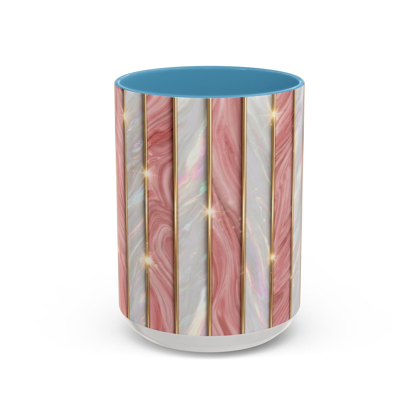 Pink Marble Coffee Mug, Gold Stripe Faux Agate Cup, Glam Desk Accessory, Elegant Tea Mug, Luxury Gift for Her, Chic Office Desk Decor