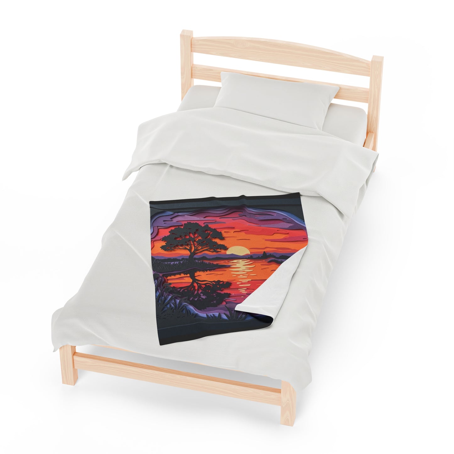 Plush Blanket - Sunset Paper Art Design