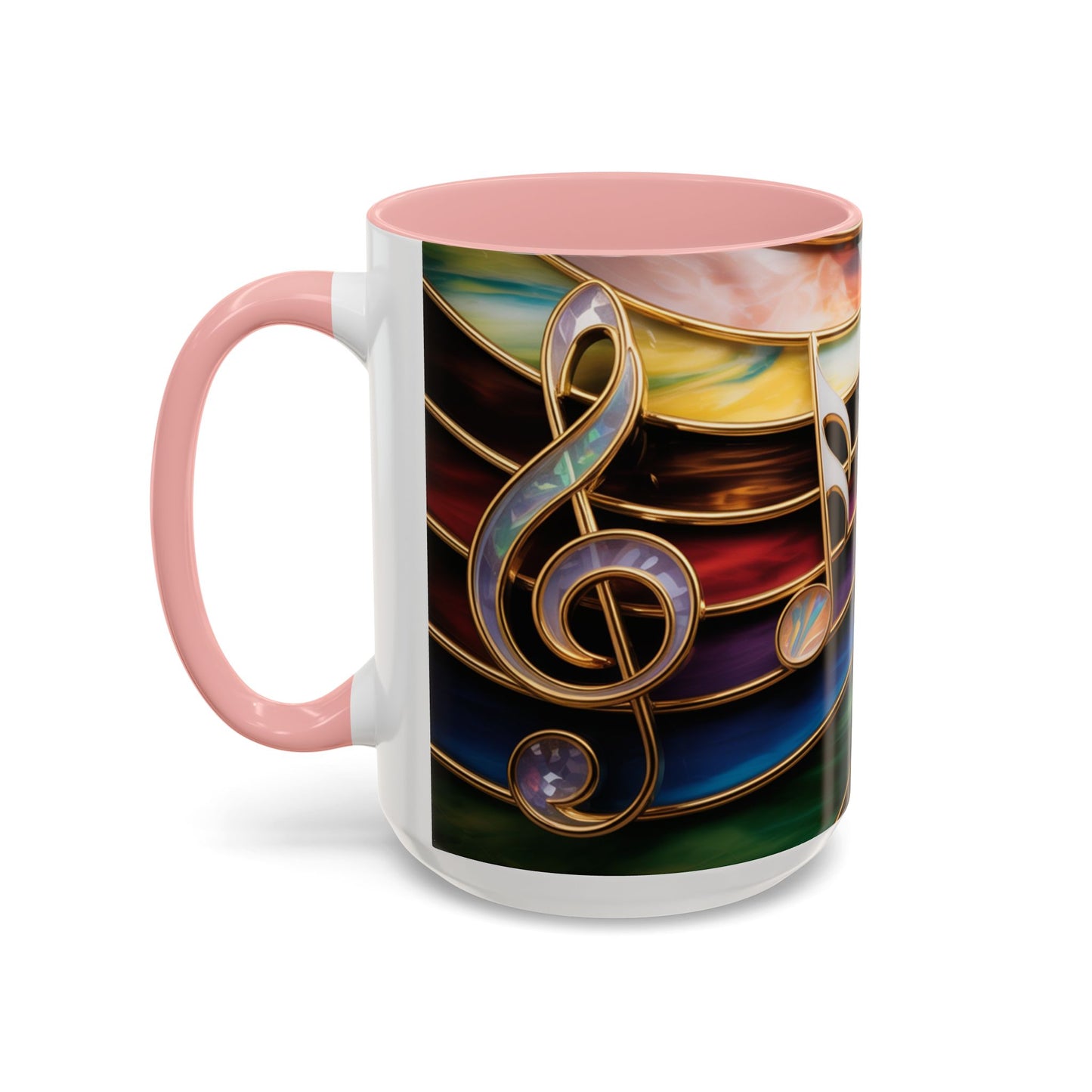 Stained Glass Music Notes Mug - Colorful Music Lover Gift - Music Teacher Mug - Treble Clef Coffee Cup - Musician Gift Idea - 11oz & 15oz Ceramic Mug