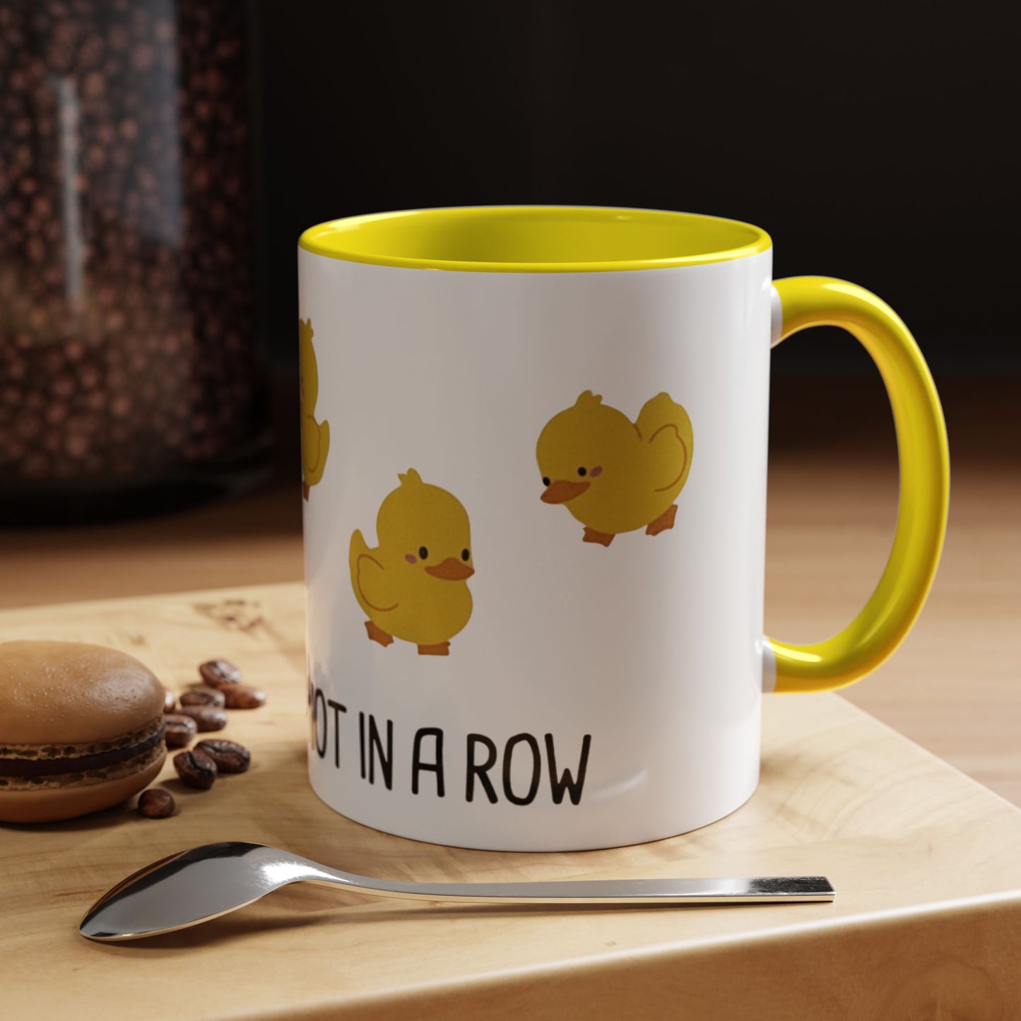 Funny Duck Mug, Cute Chick Coffee Cup, “Definitely Not In A Row” Mug, Cute Animal Lover Gift, Humor Tea Cup, Yellow Duck Kitchenware