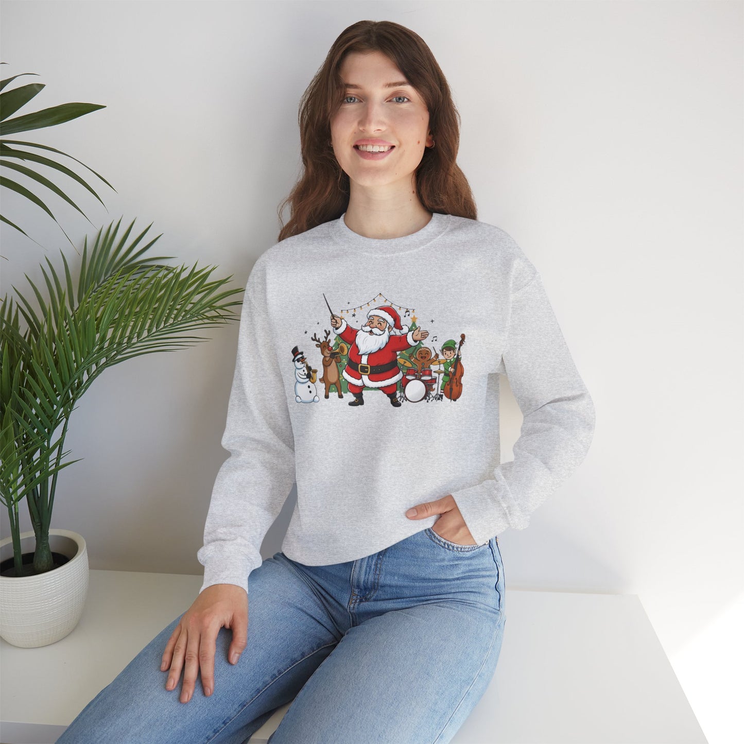 Santa’s Christmas Band Sweatshirt | Funny Holiday Crewneck | Festive Unisex Christmas Sweater | Cozy Winter Gift