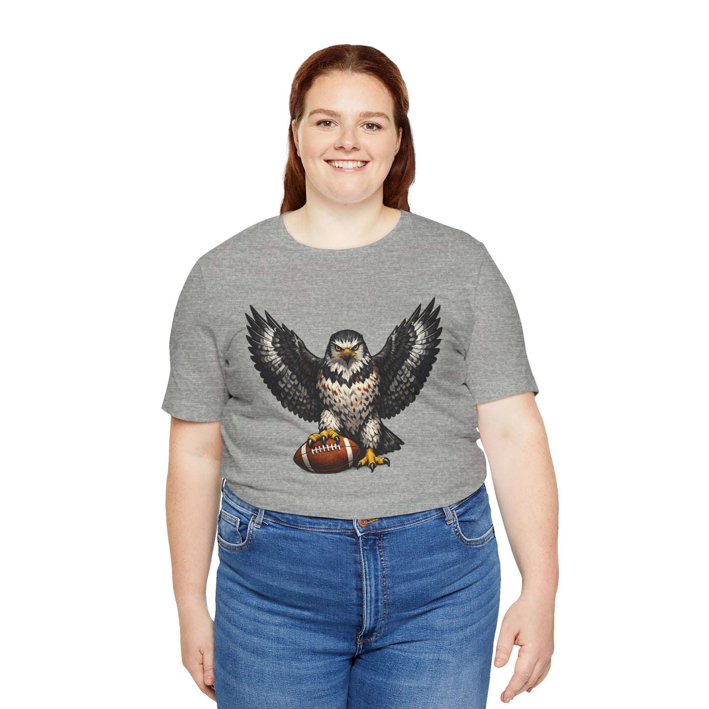 Hawk Football Shirt, Hawk Holding Football T Shirt, Hawk Mascot Tee, Football Bird Of Prey Shirt, Game Day Sports Tee, Hawk Fan Gift