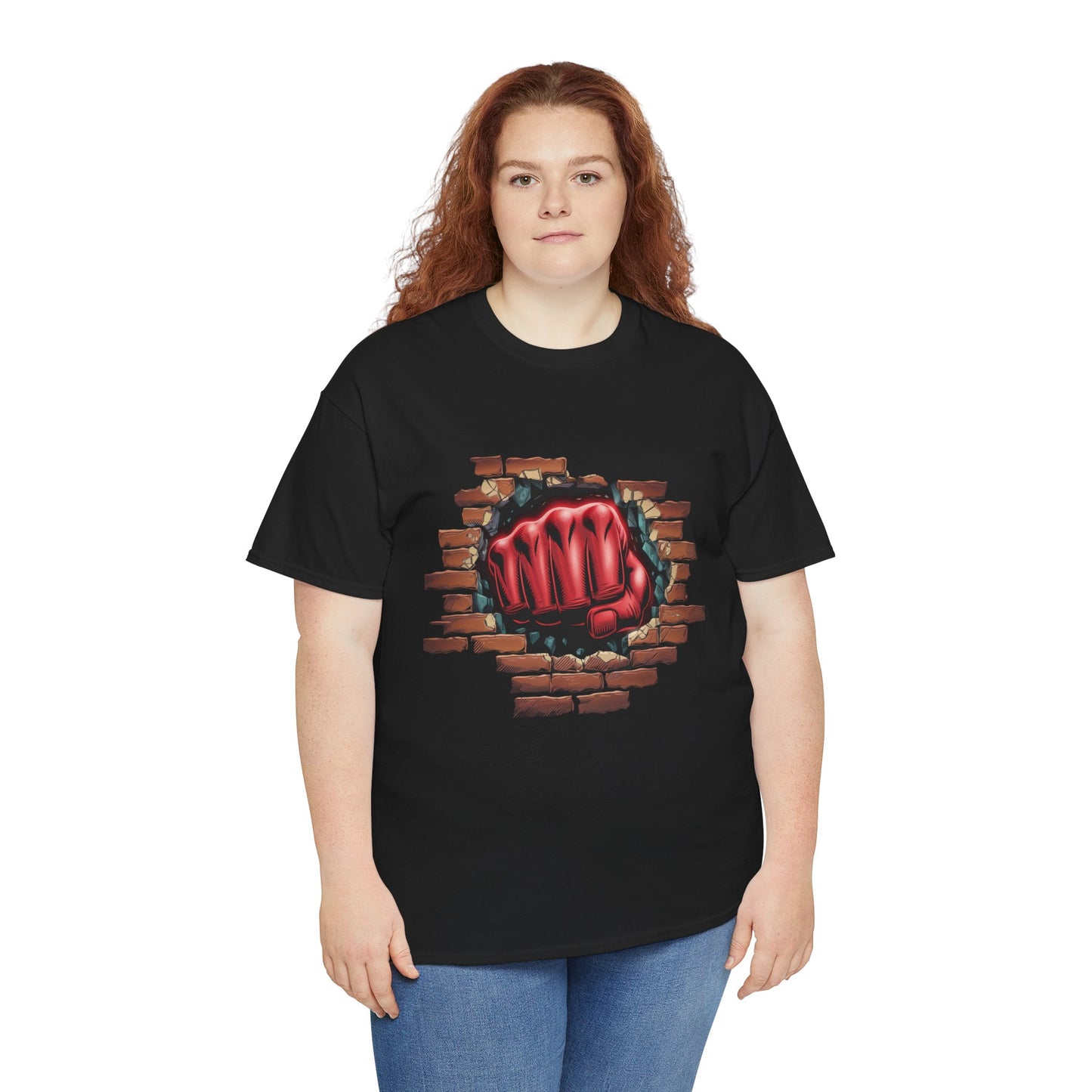Impact Fist Graphic T-Shirt – Punch Through Brick Wall Design | Bold Streetwear Tee for Fighters, Gym & Edge-Lovers