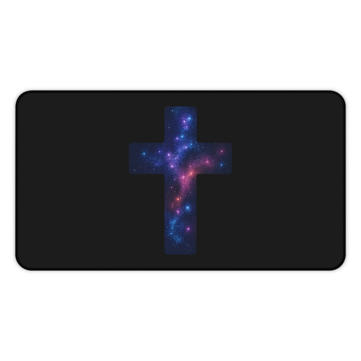 Galactic Desk Mat/Mouse Pad Cross Decor Christian Mouse Pad Spiritual Accessory Religious Desk Mat Gift for Believer