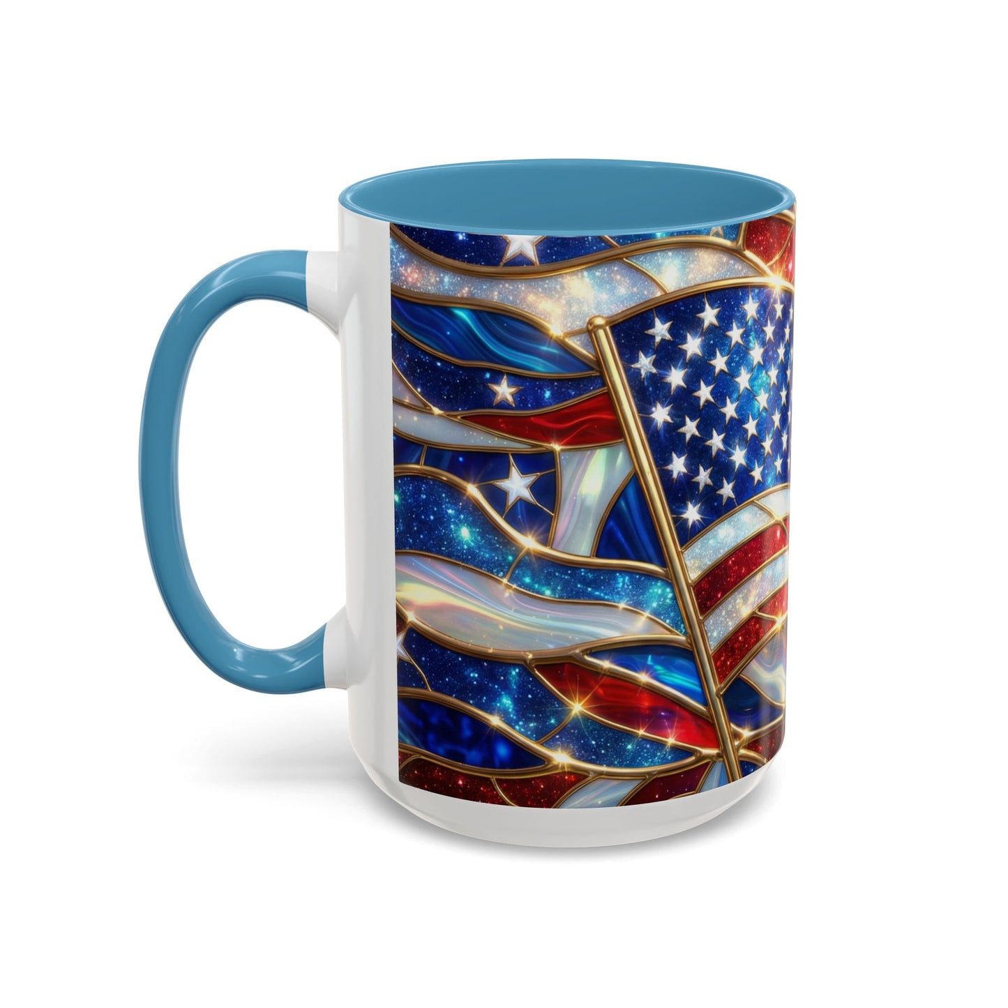 American Flag Mug, Stained Glass Flag Coffee Mug, Patriotic Mug, USA Flag Cup, Fourth Of July Gift, Veterans Gift Mug