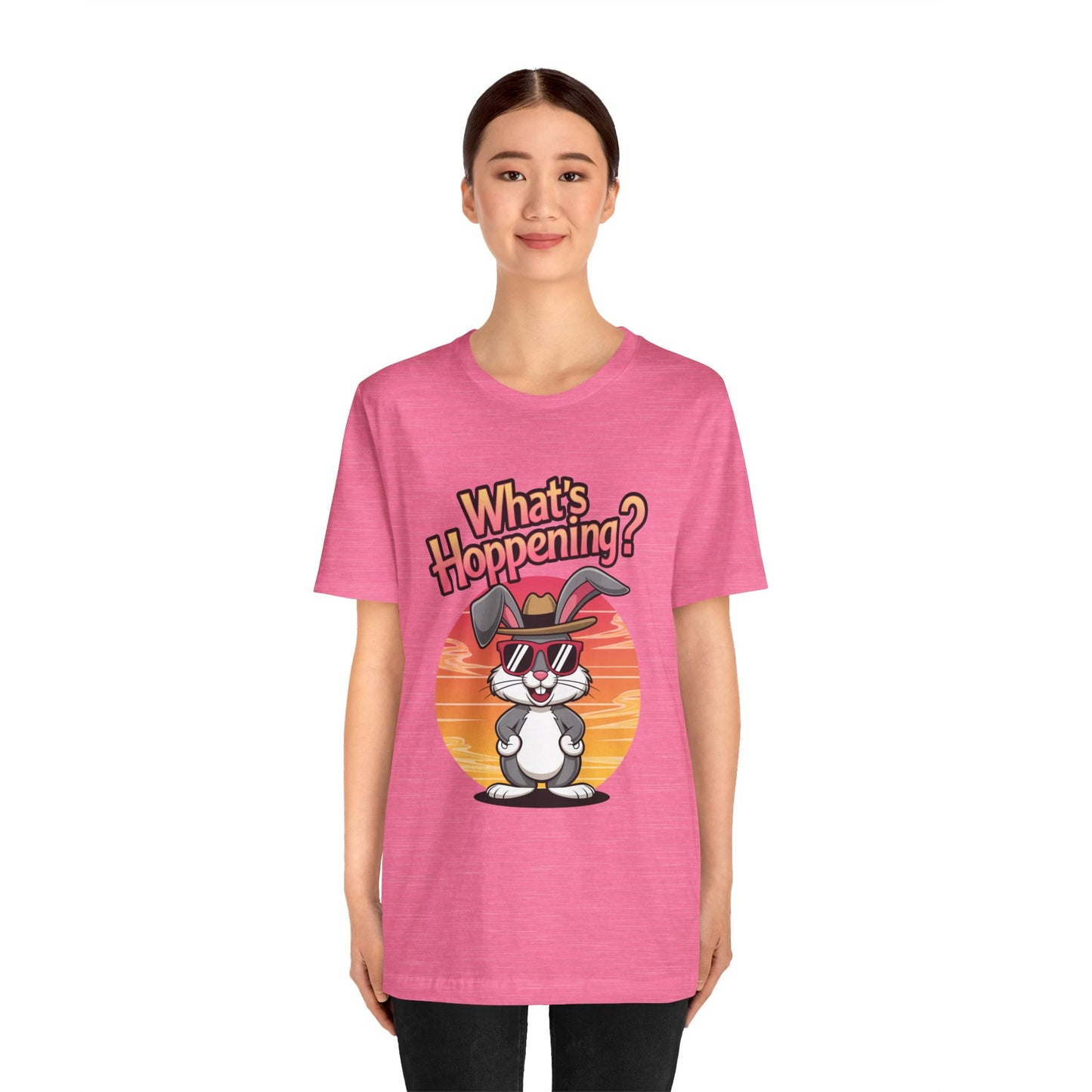 What’s Hoppening Funny Bunny Shirt – Cute Rabbit Pun T-Shirt – Sunset Graphic Tee for Animal Lovers, Easter, and Pun Enthusiasts