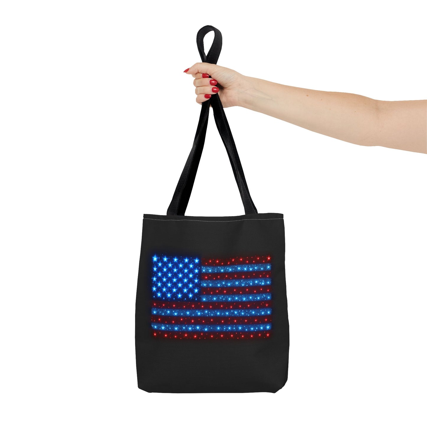 Patriotic LED American Flag Tote Bag | Red White and Blue Stars Bag | 4th of July Gift | USA Pride Reusable Tote | Independence Day Accessory