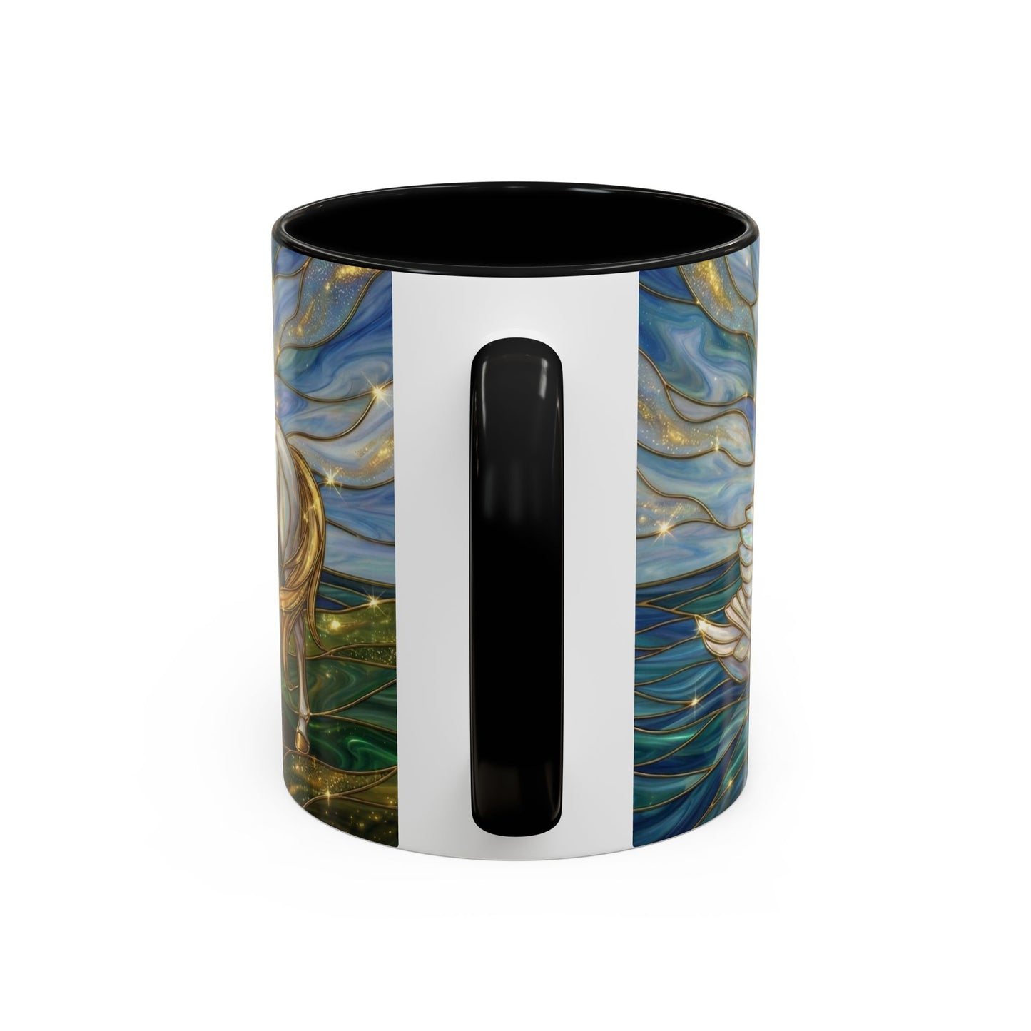 Swan And Horse Coffee Mug, Stained Glass Fantasy Art Mug, Elegant Animal Coffee Cup, Mythical Nature Gift, 11oz 15oz Ceramic Mug