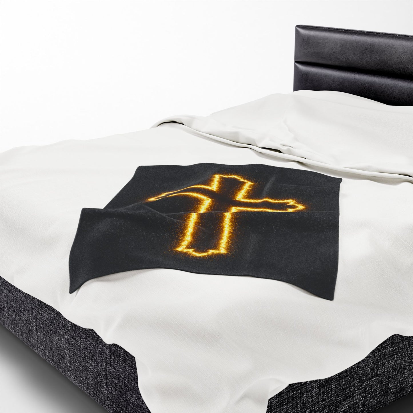 Inspirational Cross Velveteen Plush Blanket - Cozy Religious Throw for Faith and Comfort
