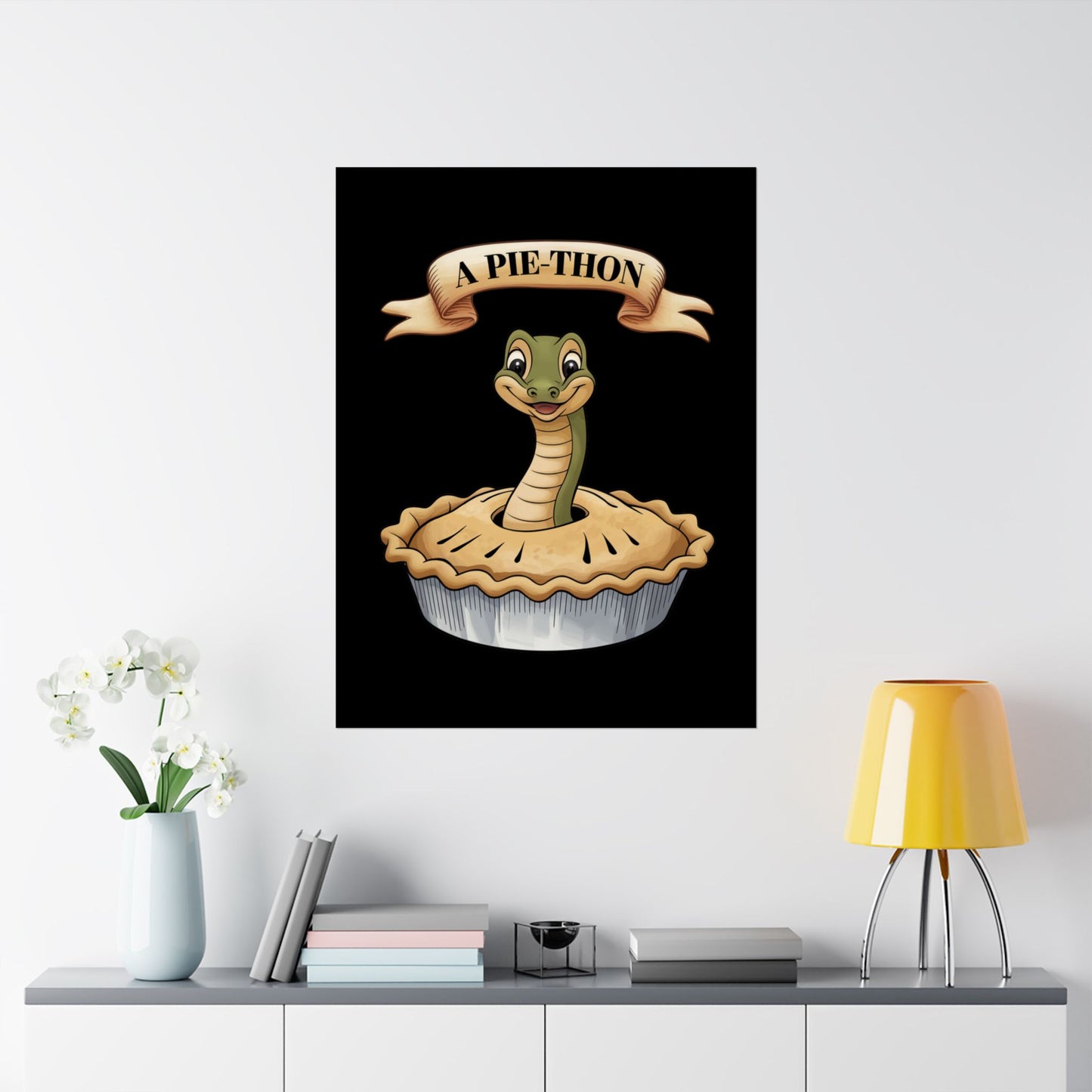 Vertical Poster - Funny 'Pie-Thon' Snake in Pie Joke Print