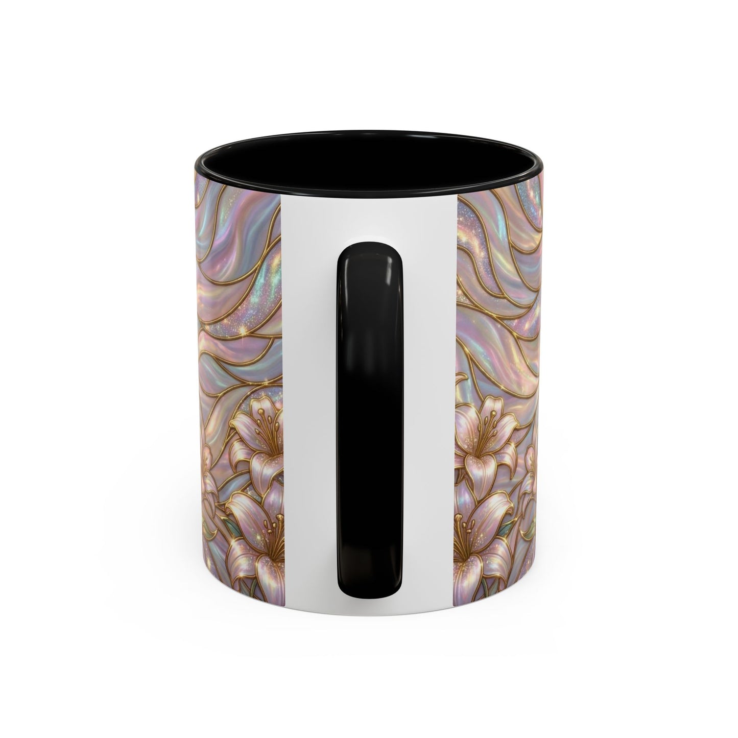 Stained Glass Cross Mug, Easter Lily Coffee Cup, Christian Gift for Women, Pastel Religious Drinkware, Dove and Faith Cup, Spiritual