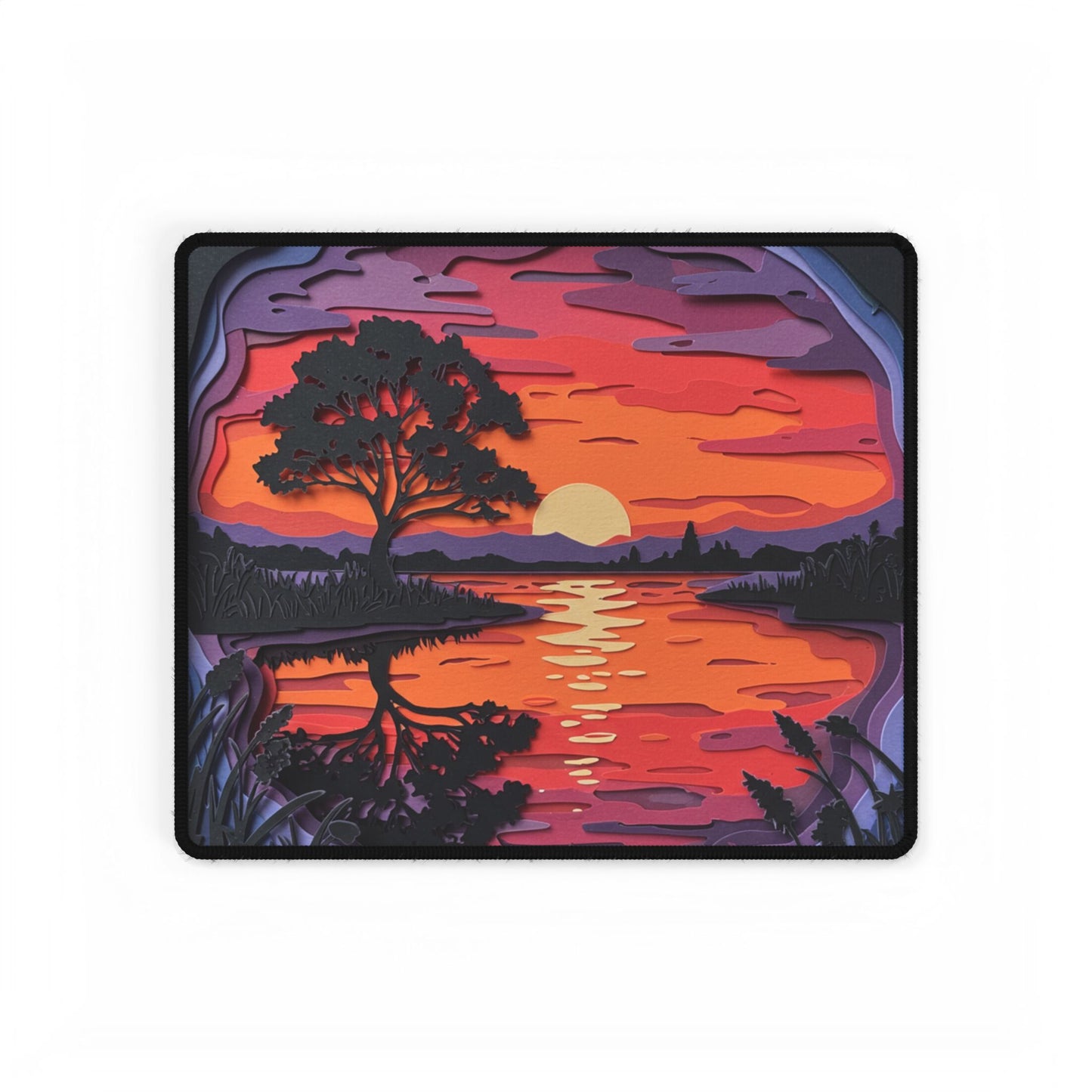 Mouse Pad Desk Mat - Artistic Paper Sunset Design