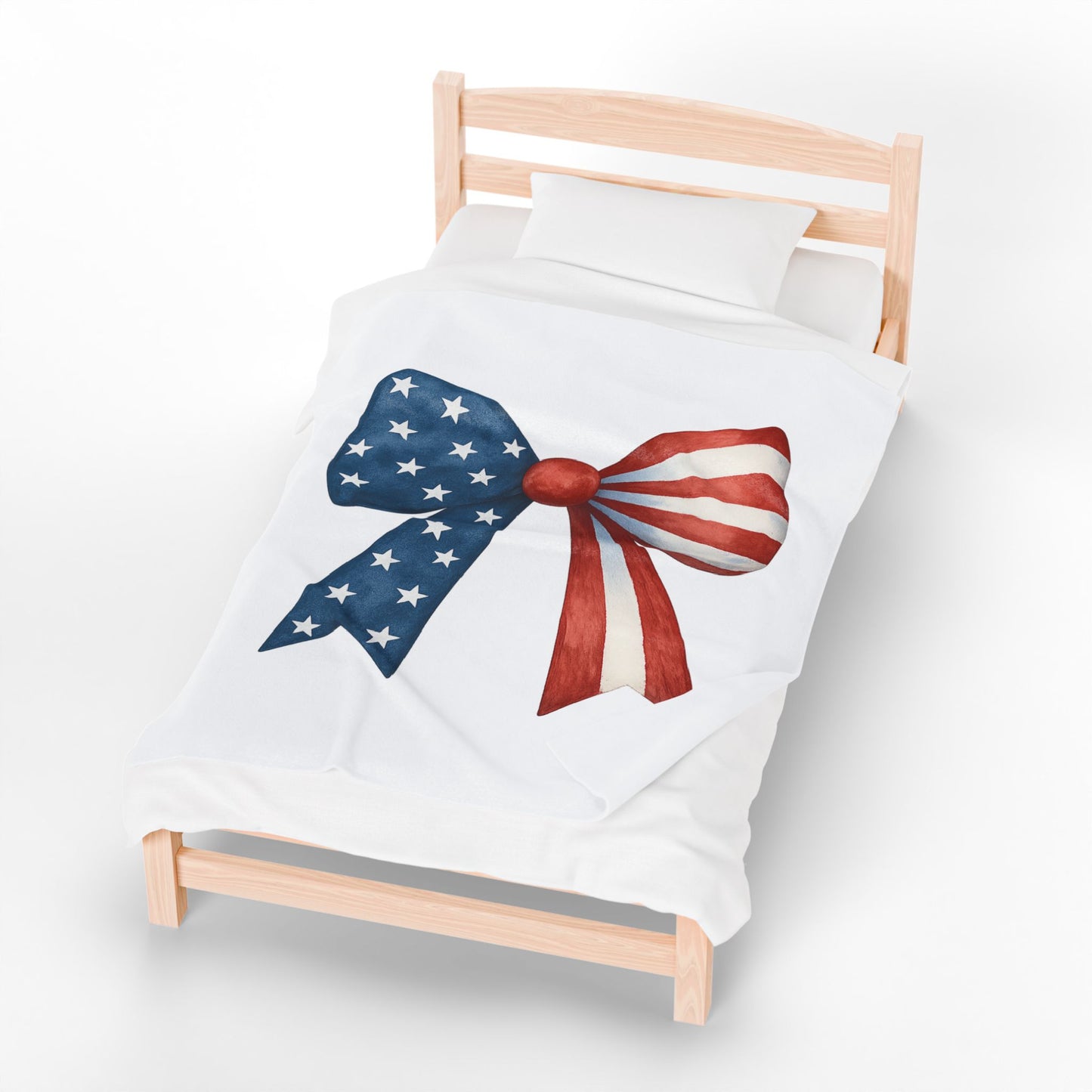 Patriotic Bow USA Blanket | 4th of July Throw | American Flag Blanket | USA Stars Stripes Decor | Cozy Fourth of July Gift | USA Home Decor