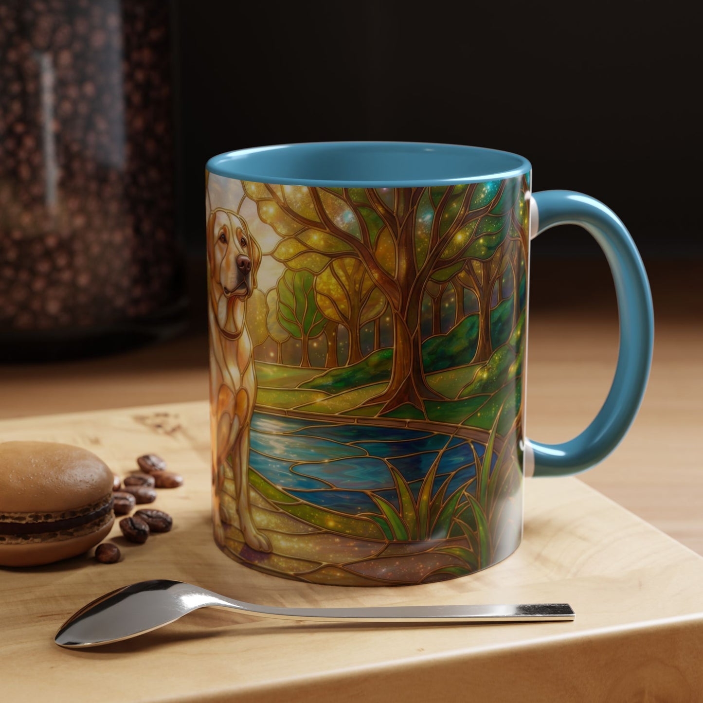 Stained Glass Labrador Mug, Dog Lover Coffee Mug, Labrador Retriever Art Cup, Pet Memorial Gift, Colorful Dog Mug, Nature Art Mug