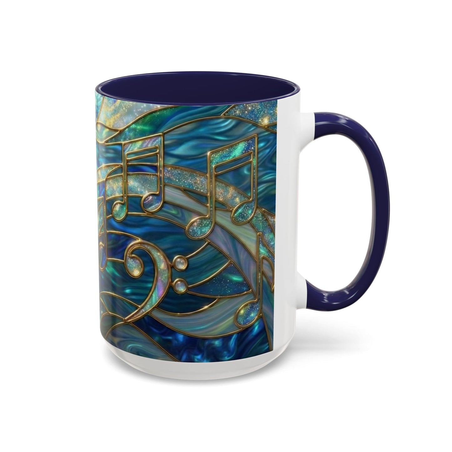Music Notes Mug, Music Lover Coffee Cup, Stained Glass Music Mug, Musician Gift, Piano Teacher Mug, Aesthetic Music Cup