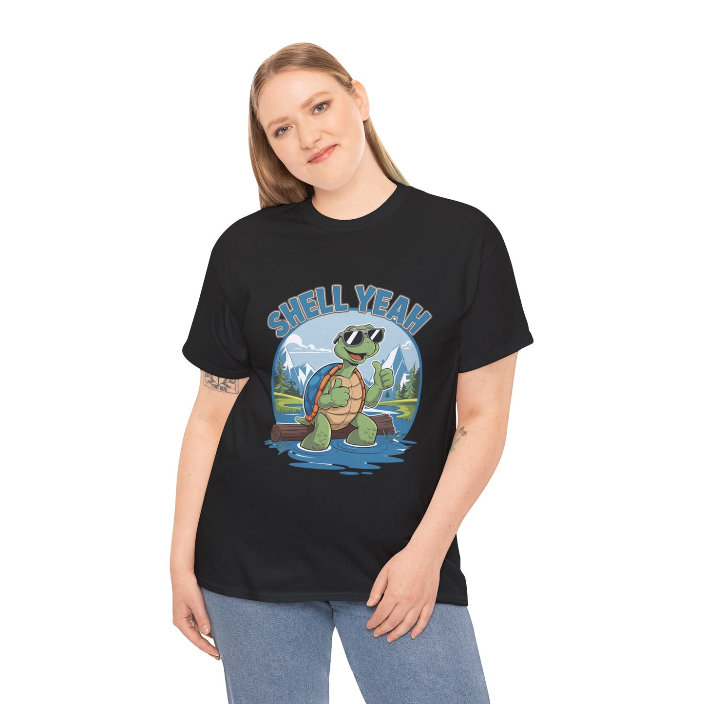 SHELL YEAH Turtle T-Shirt | Funny Cute Turtle Nature Graphic Tee | Handmade Animal Lover Gift | Eco Outdoor Adventure Shirt