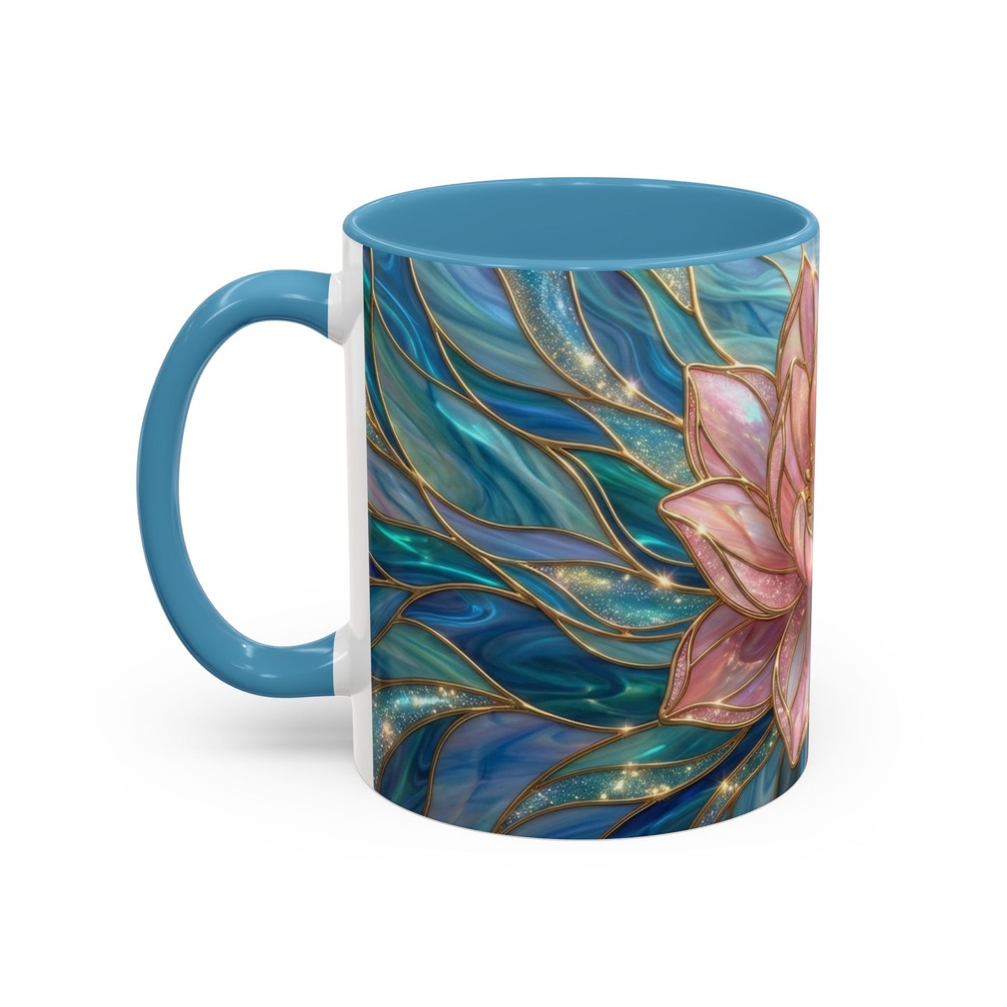 Pink Lotus Flower Mug, Stained Glass Style Coffee Cup, Spiritual Zen Gift For Women, Yoga Lover Tea Mug, Meditation Boho Floral Drinkware