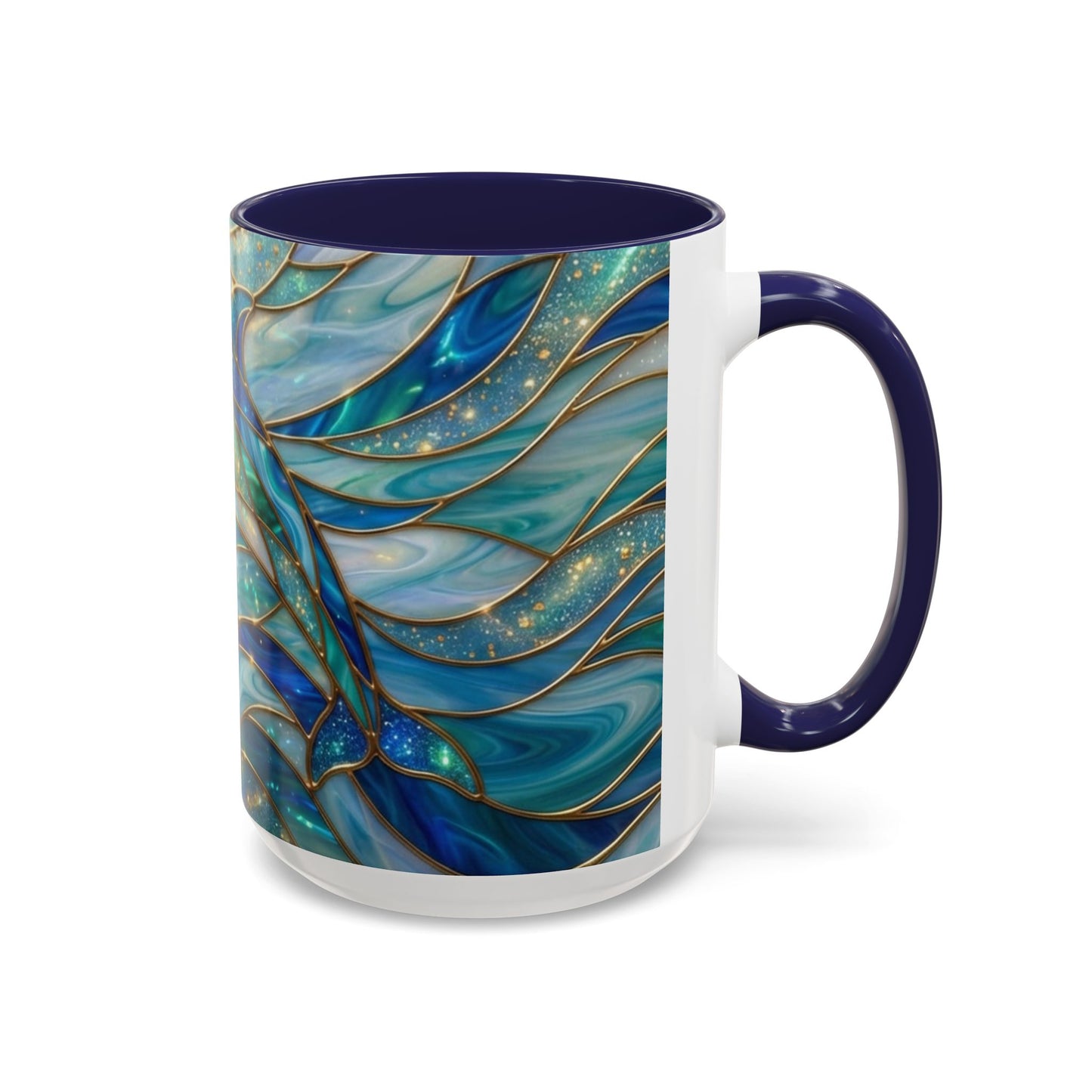 Stained Glass Dolphin Mug, Dolphin Coffee Cup, Ocean Art Mug, Sea Life Gift, Nautical Decor Mug, Coastal Dolphin Lover Gift